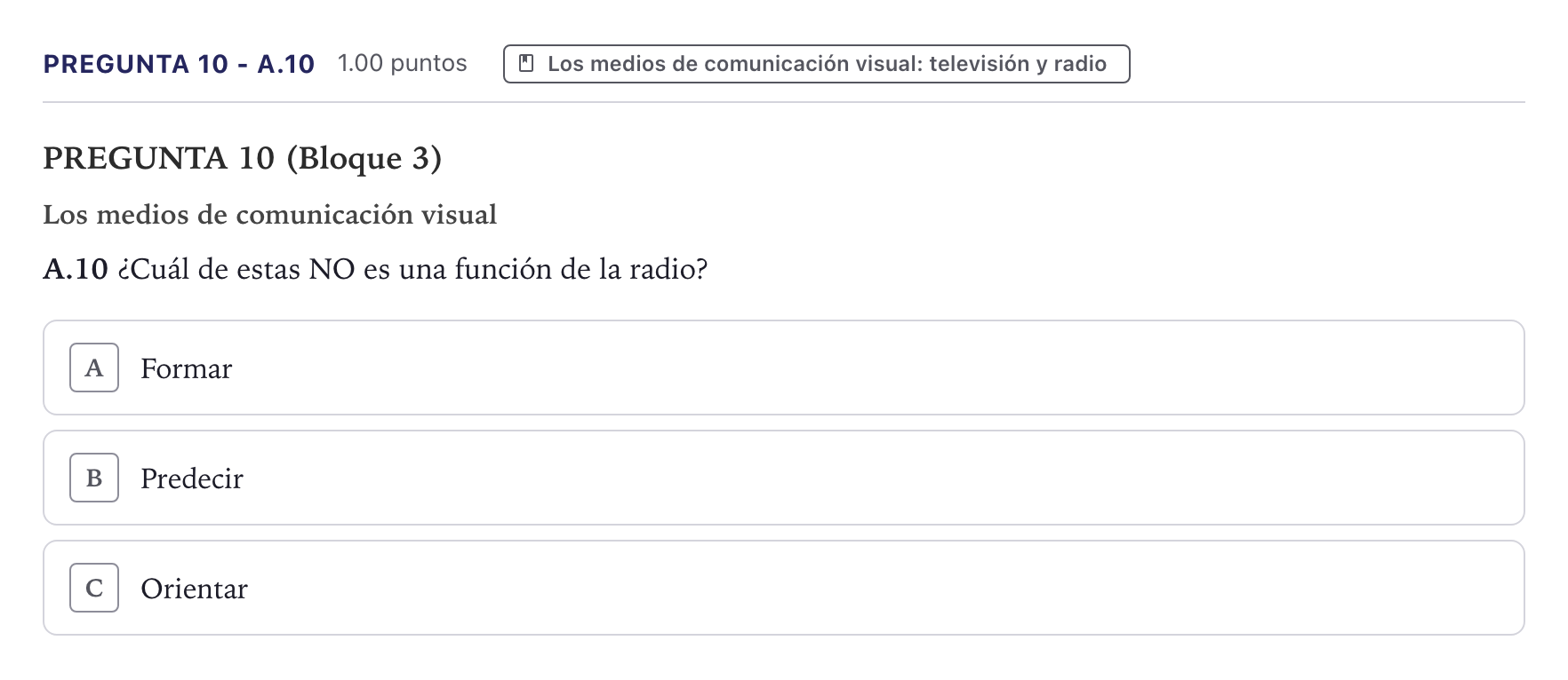 Enunciado: Pregunta 10 - A.10 · Cultura Audiovisual II PAU Canarias Julio 2023