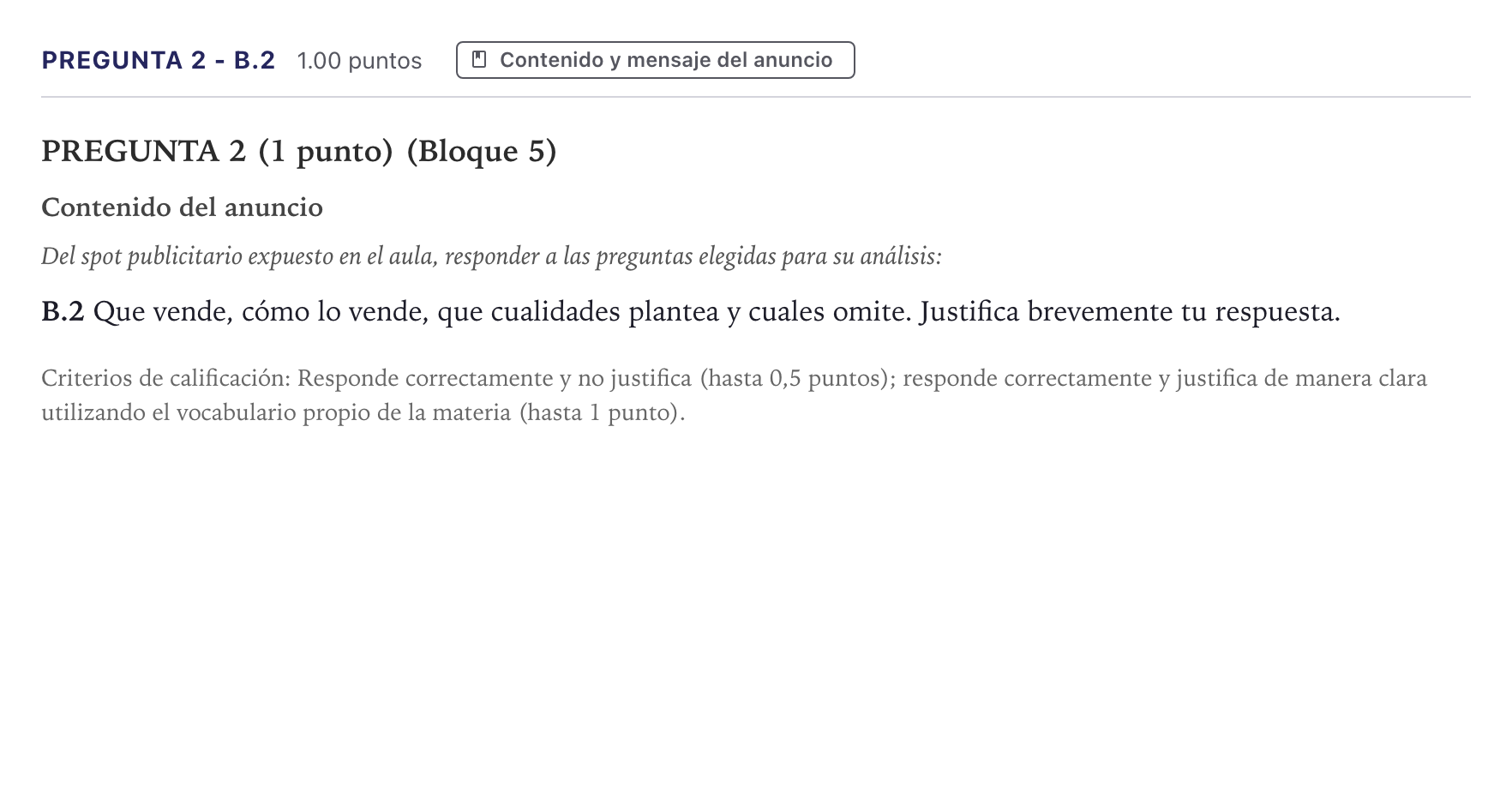 Enunciado: Pregunta 2 - B.2 · Cultura Audiovisual II PAU Canarias Julio 2023