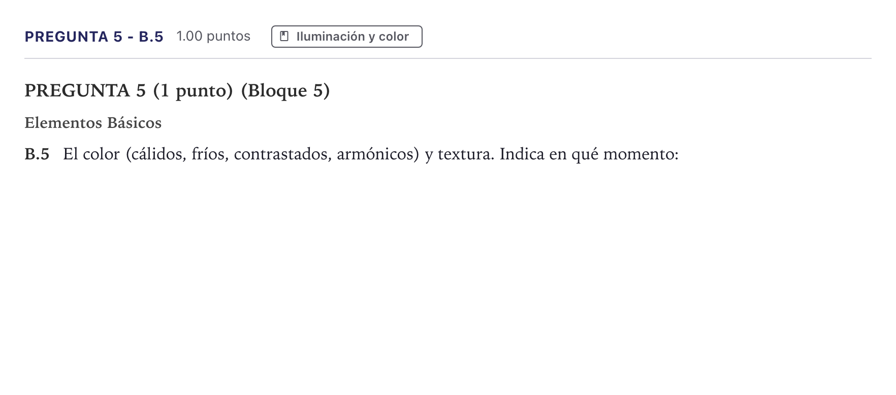 Enunciado: Pregunta 5 - B.5 · Cultura Audiovisual II PAU Canarias Julio 2023