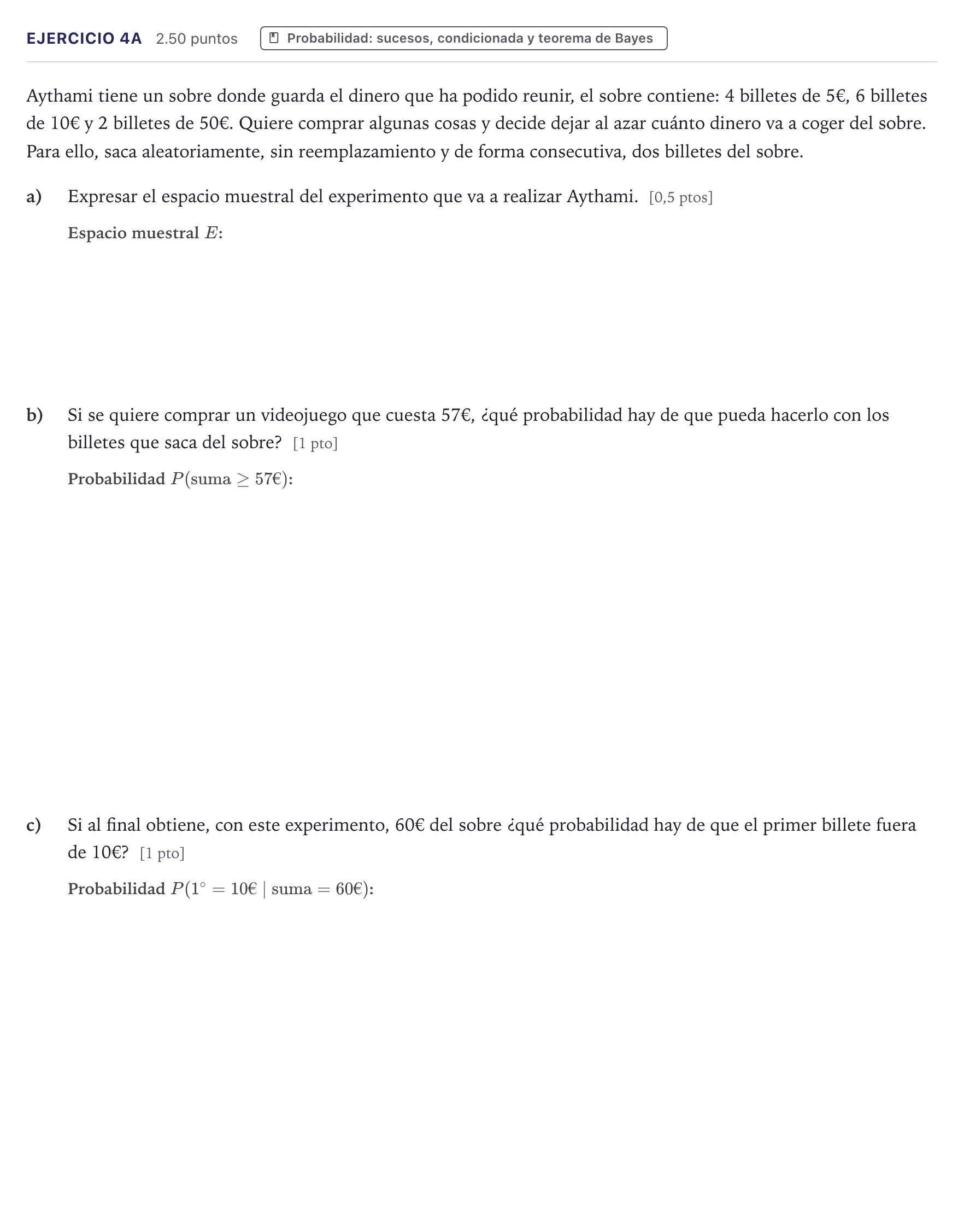 Enunciado: Ejercicio 4A · Matemáticas II PAU Canarias Julio 2023