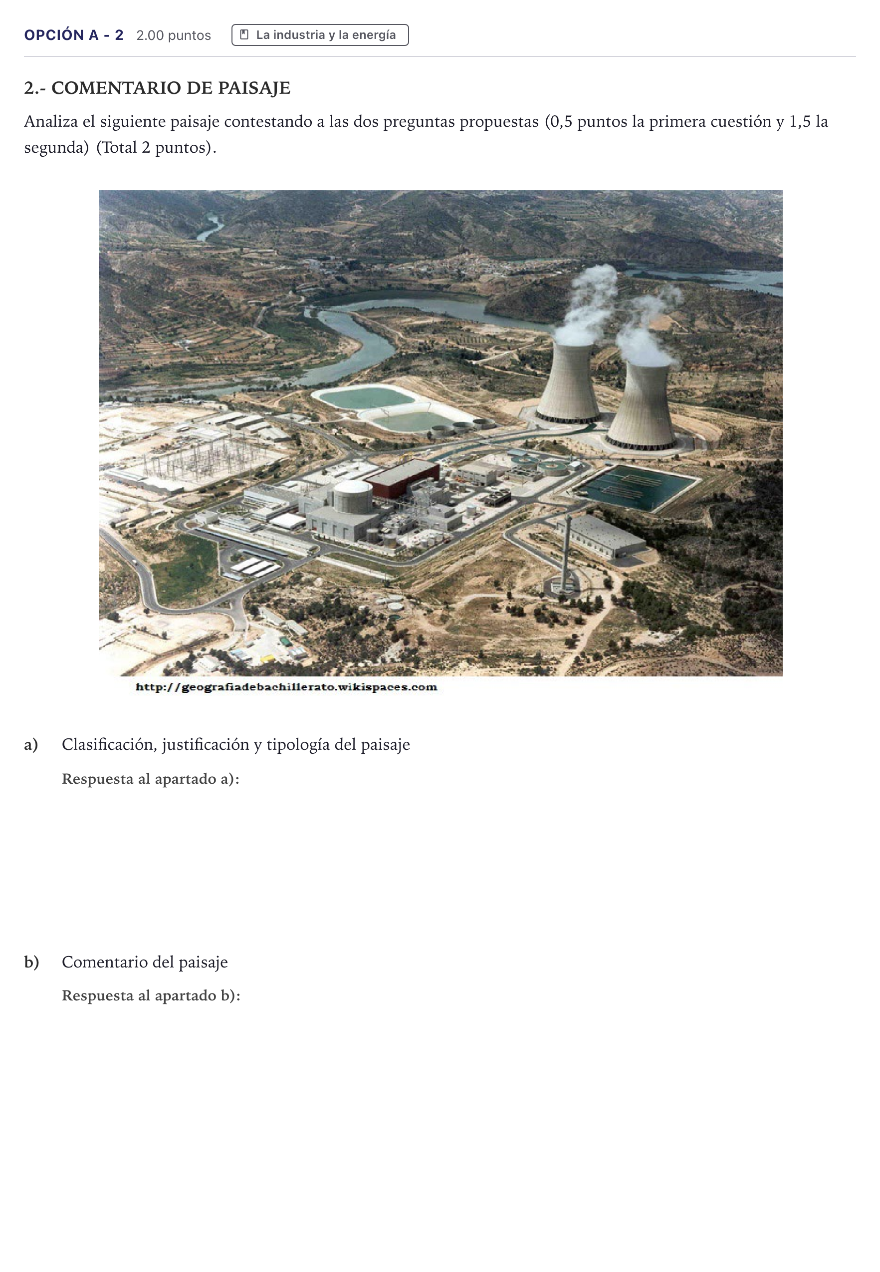Enunciado: Opción A - 2 · Geografía PAU Canarias Julio 2023