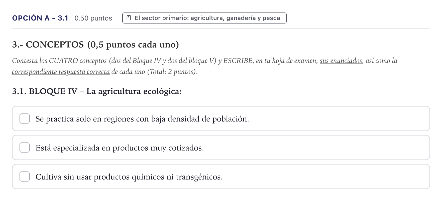 Enunciado: Opción A - 3.1 · Geografía PAU Canarias Julio 2023