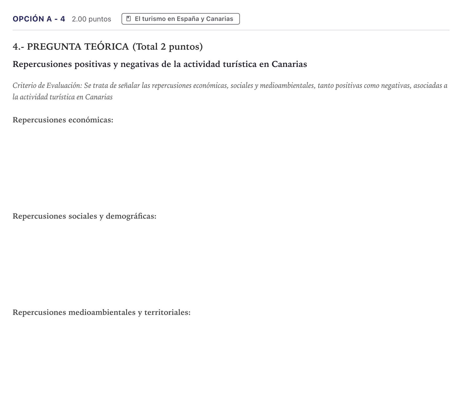 Enunciado: Opción A - 4 · Geografía PAU Canarias Julio 2023