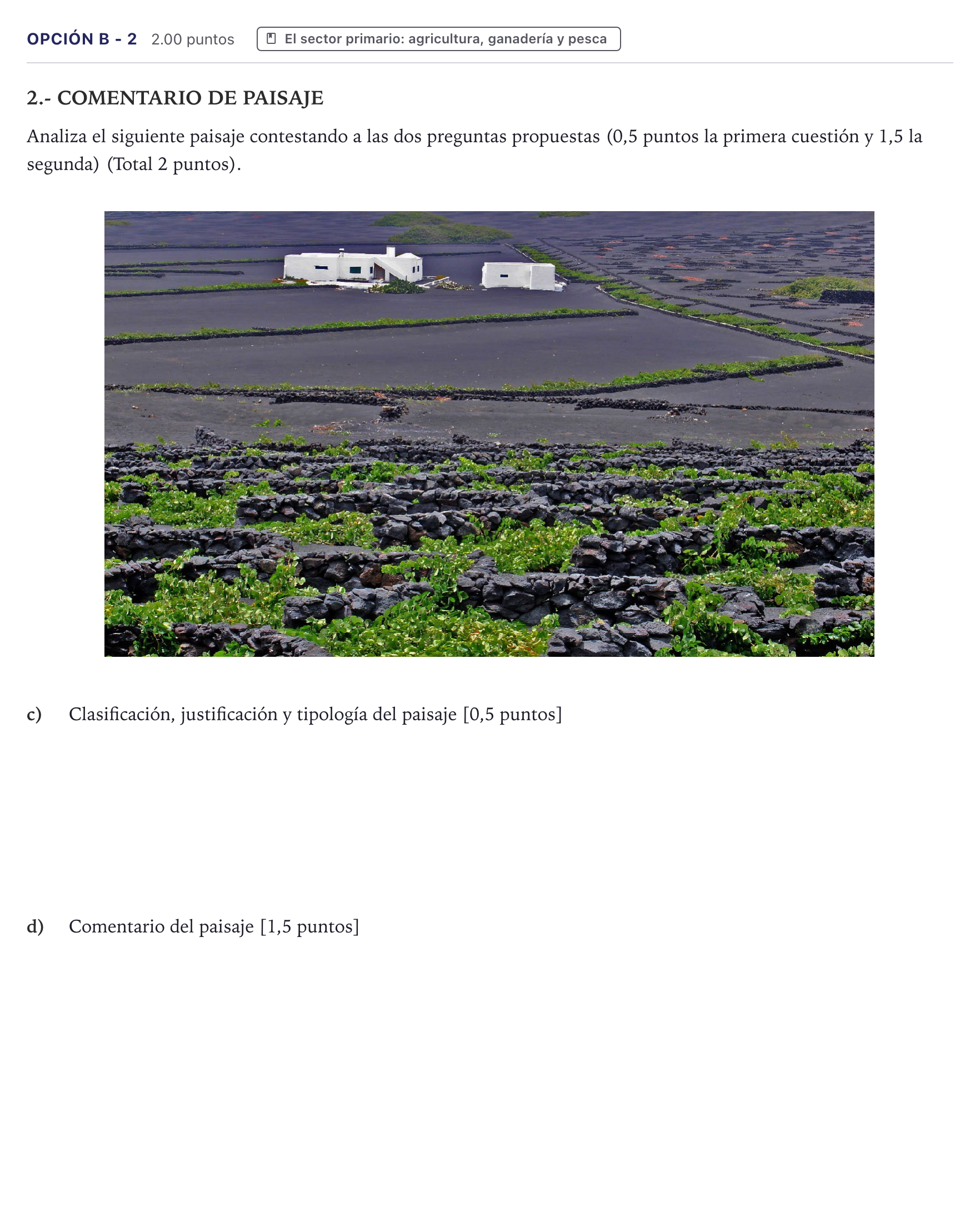 Enunciado: Opción B - 2 · Geografía PAU Canarias Julio 2023