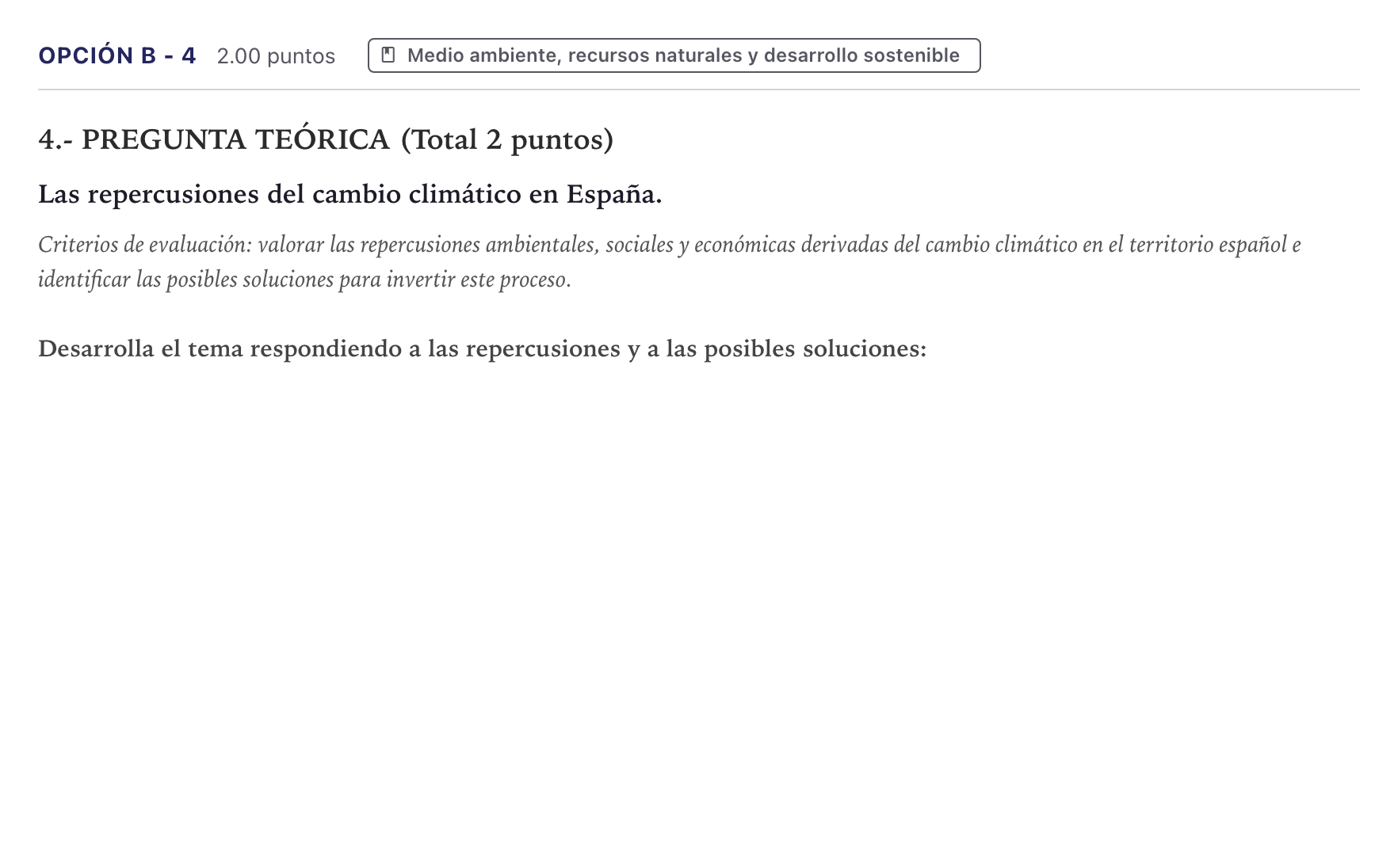Enunciado: Opción B - 4 · Geografía PAU Canarias Julio 2023