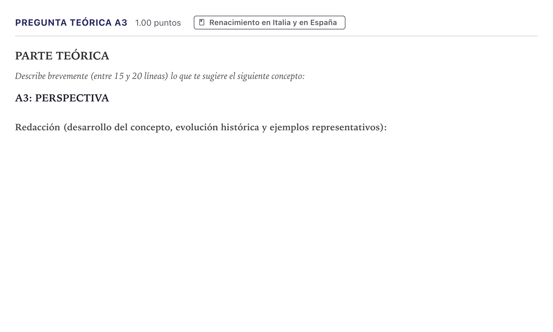 Enunciado: Pregunta teórica A3 · Historia del Arte PAU Canarias Julio 2023