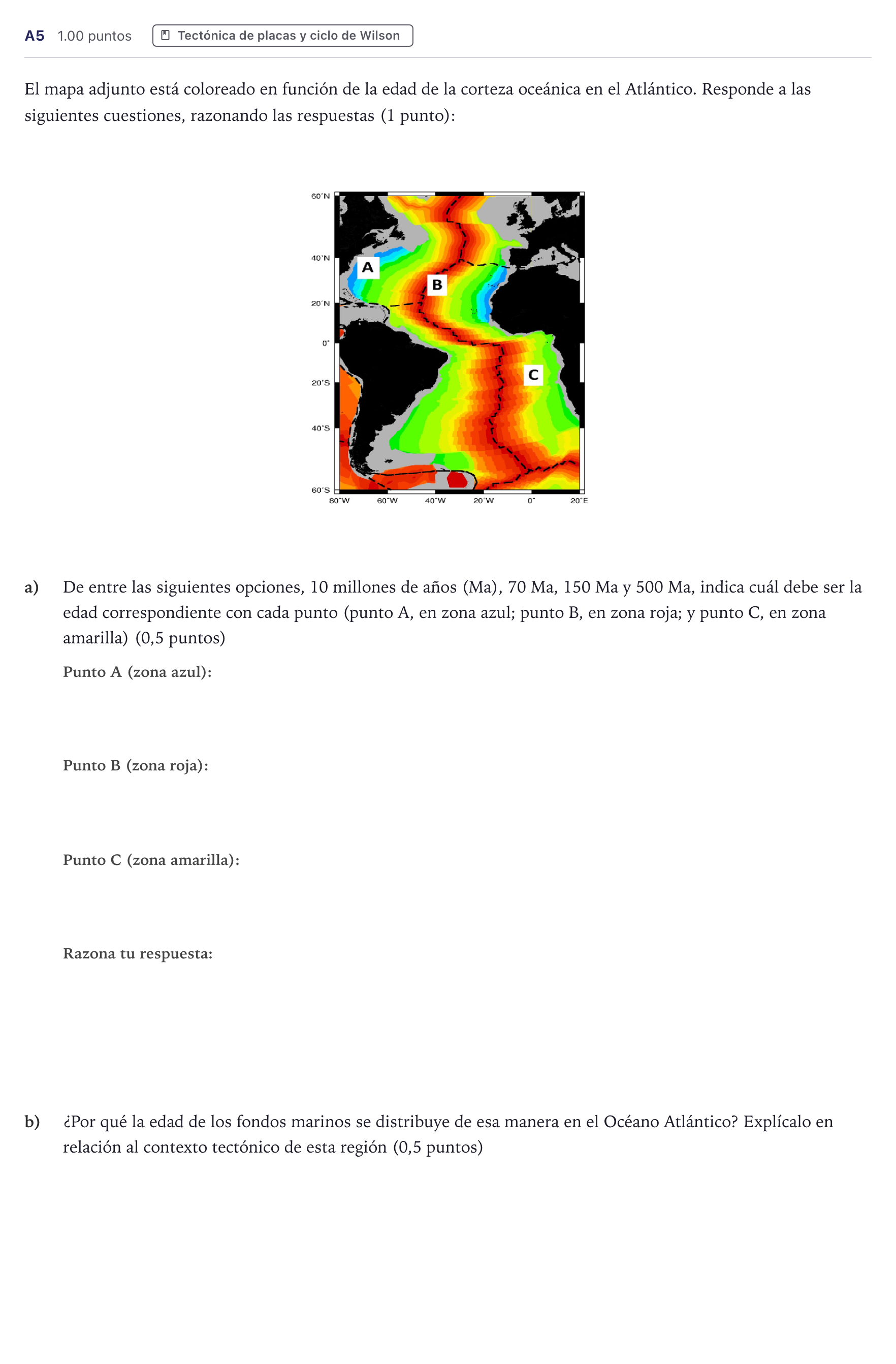 Enunciado: Ejercicio A5 · Geología PAU Canarias Julio 2023