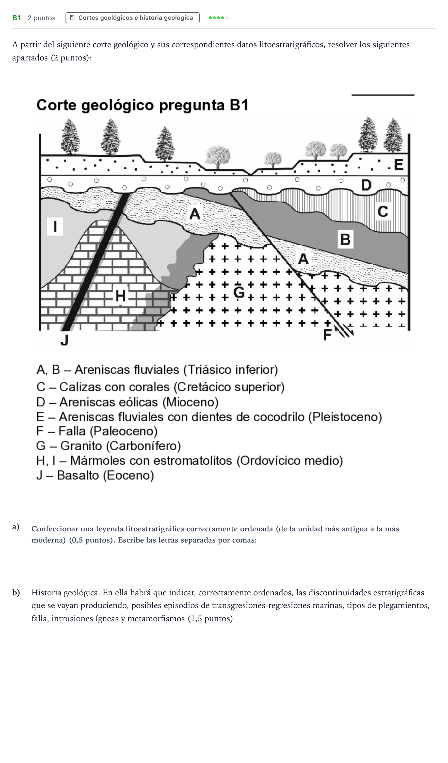 Enunciado: Ejercicio B1 · Geología PAU Canarias Julio 2023