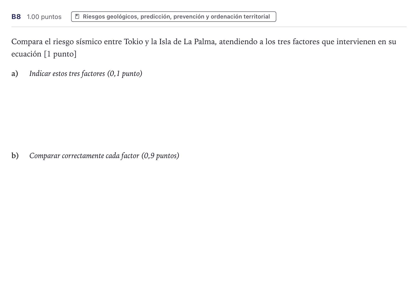 Enunciado: Ejercicio B8 · Geología PAU Canarias Julio 2023