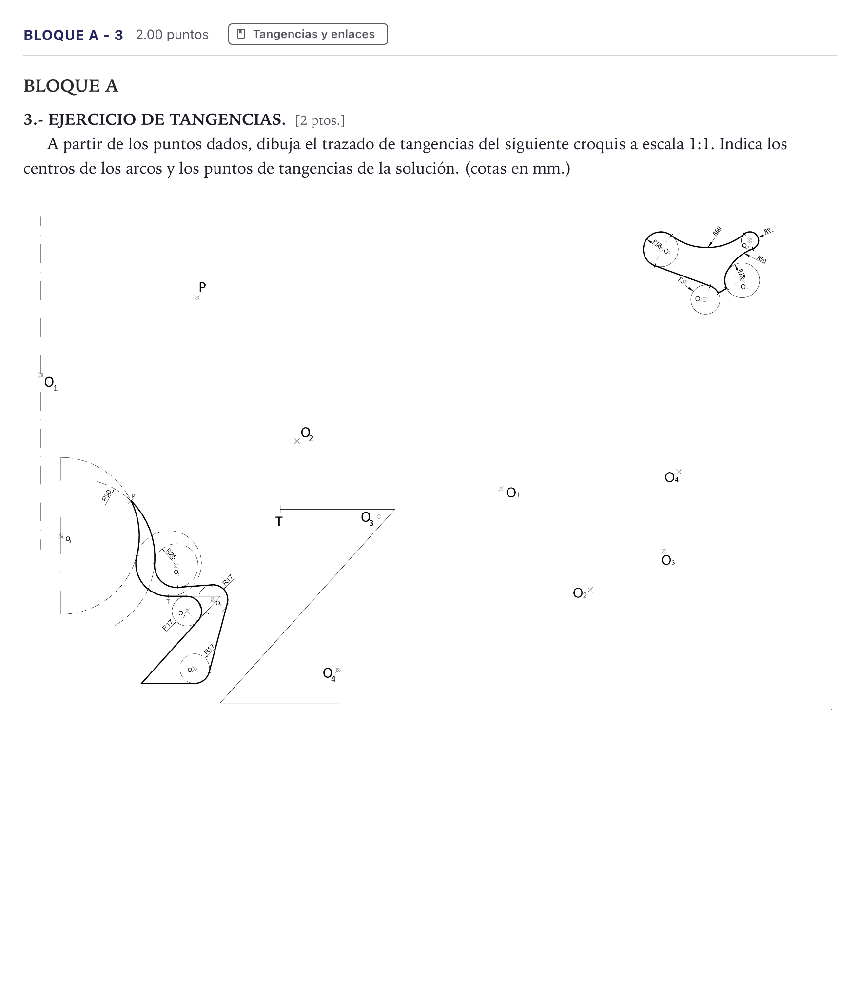 Enunciado: Bloque A - 3 · Dibujo técnico II PAU Canarias Julio 2023