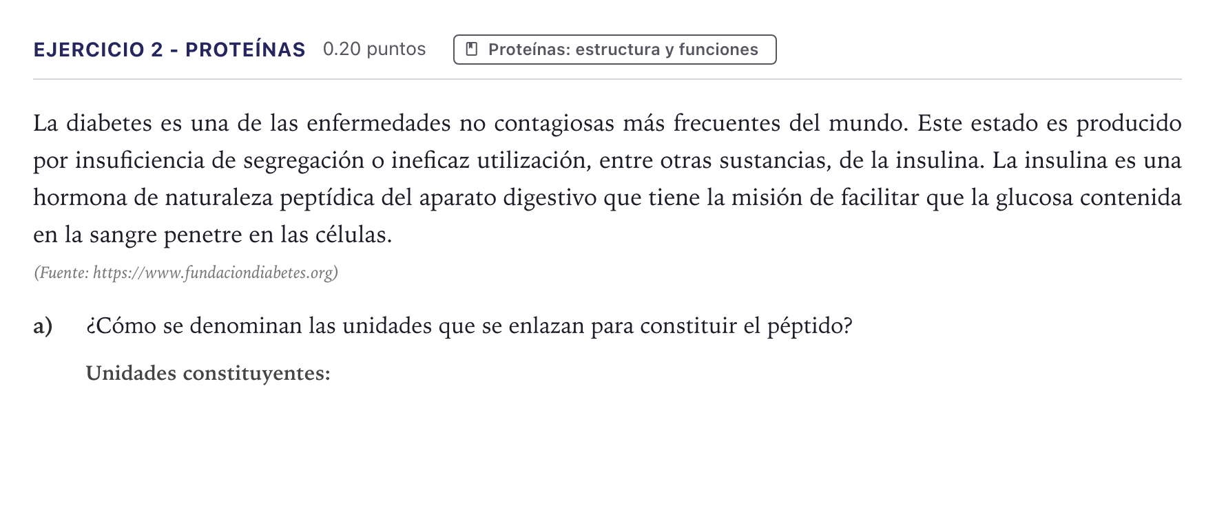 Enunciado: Ejercicio 2 - Proteínas · Biología PAU Canarias Julio 2023