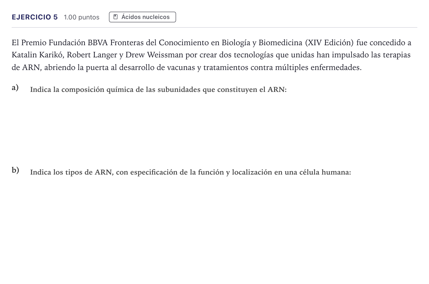 Enunciado: Problema 5 · Biología PAU Canarias Julio 2023