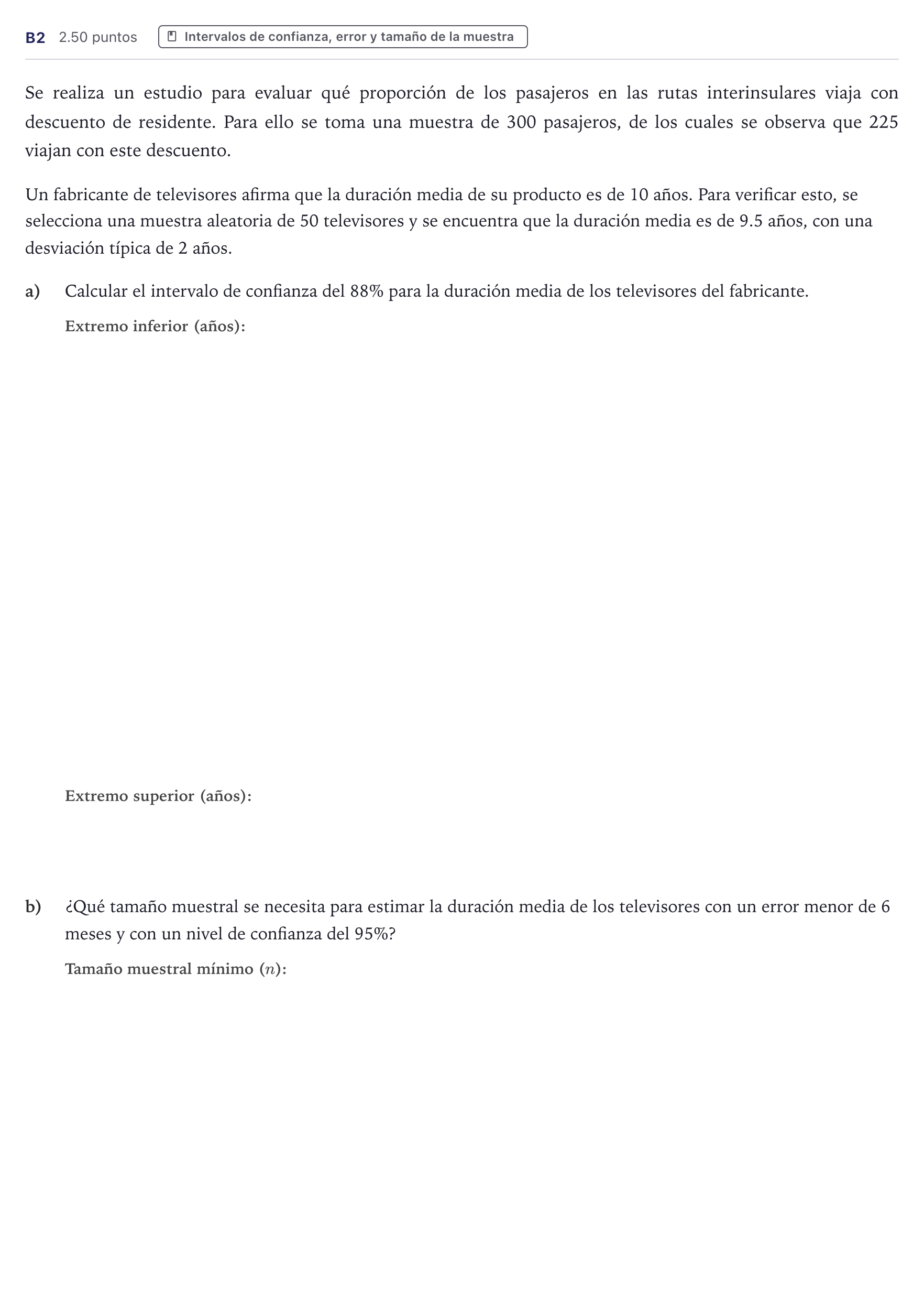 Enunciado: Ejercicio B2 · Matemáticas aplicadas a las Ciencias Sociales II PAU Canarias Julio 2023