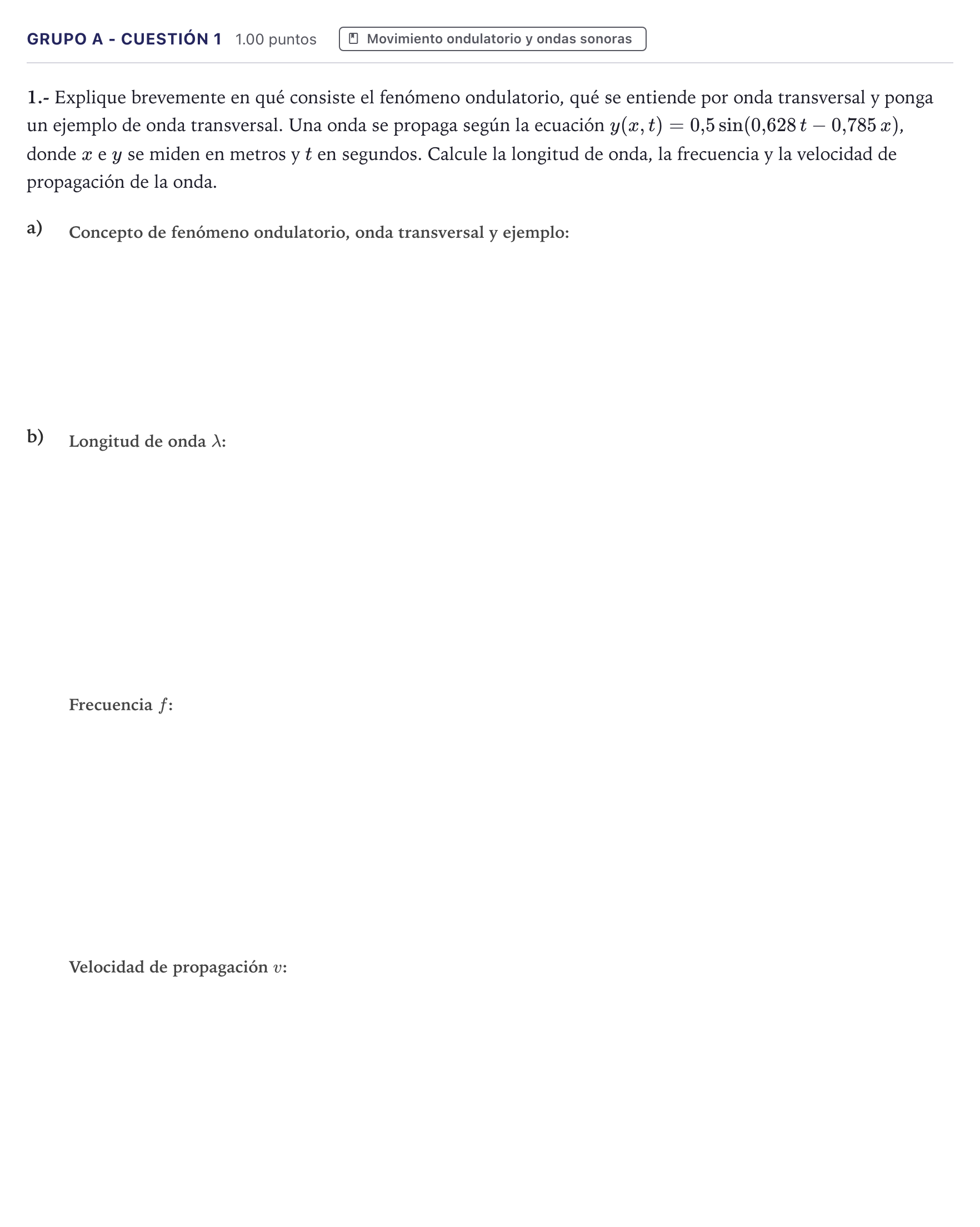 Enunciado: Ejercicio Grupo A - Cuestión 1 · Física PAU Canarias Julio 2023