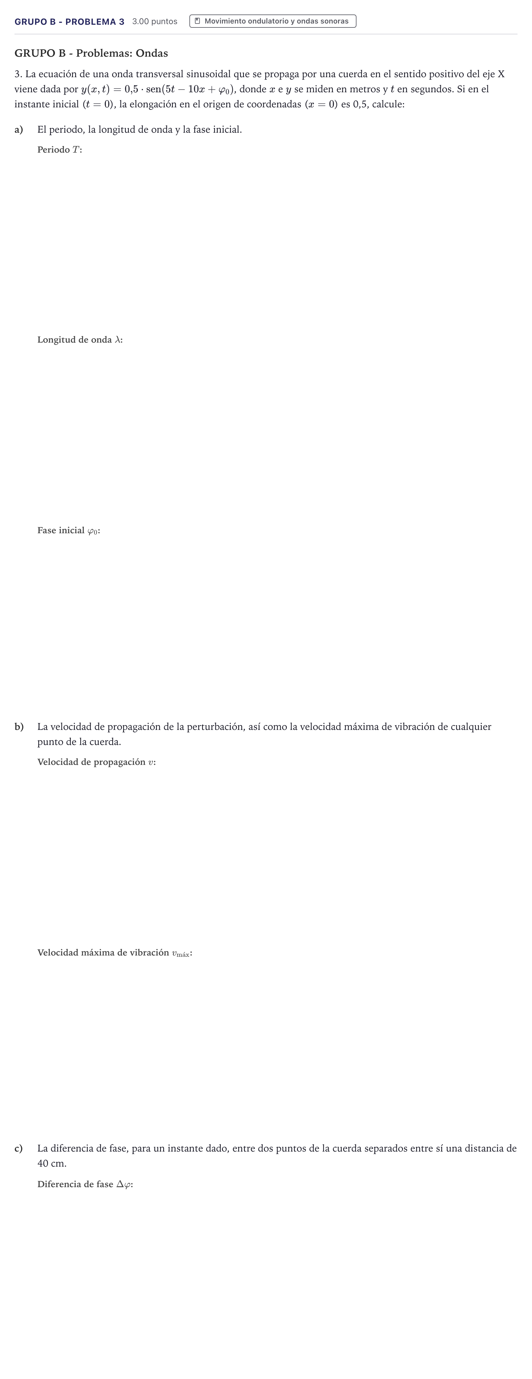 Enunciado: Ejercicio Grupo B - Problema 3 · Física PAU Canarias Julio 2023