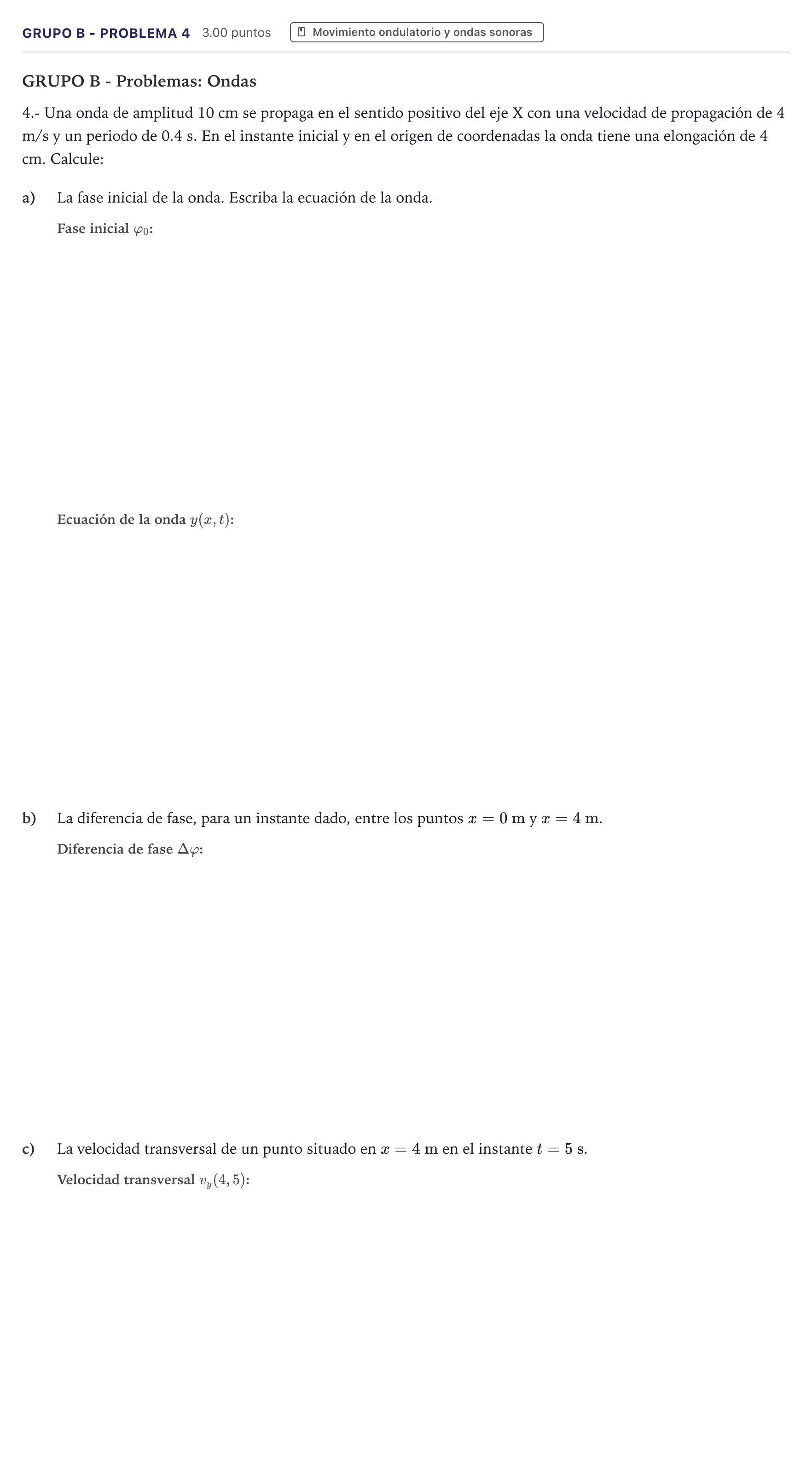 Enunciado: Ejercicio Grupo B - Problema 4 · Física PAU Canarias Julio 2023