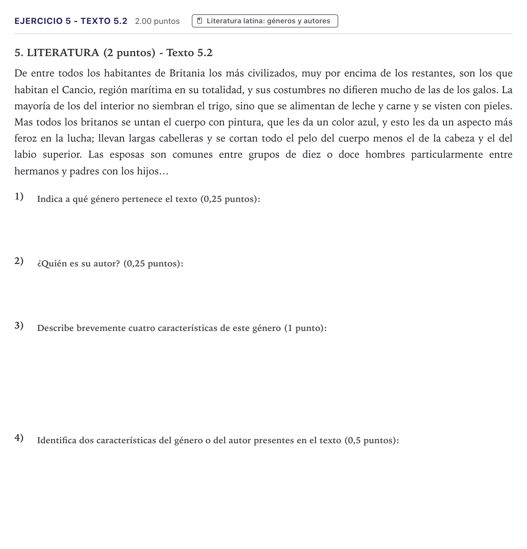 Enunciado: Ejercicio 5 - Texto 5.2 · Latín II PAU Canarias Julio 2023