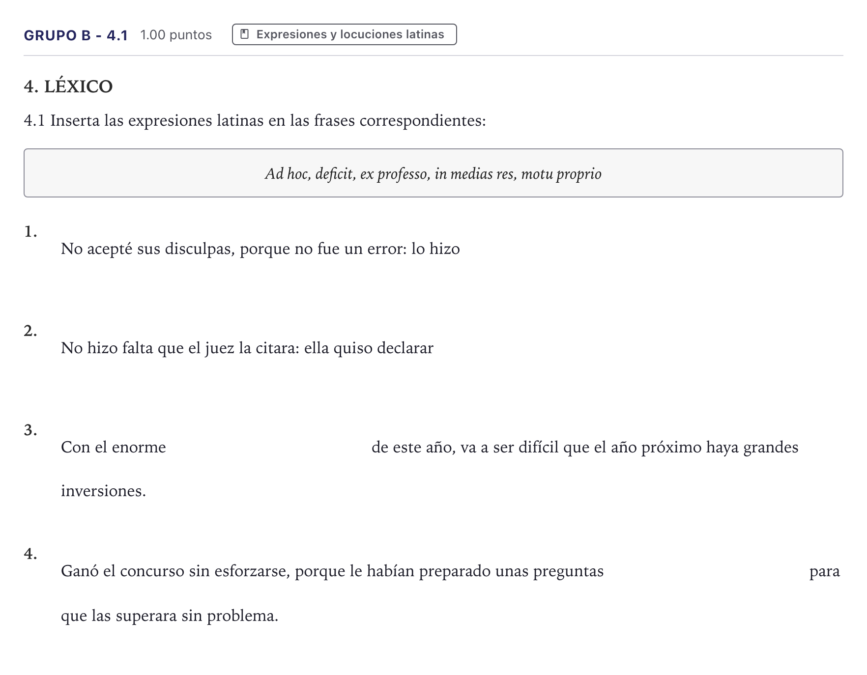 Enunciado: Ejercicio Grupo B - 4.1 · Latín II PAU Canarias Julio 2023