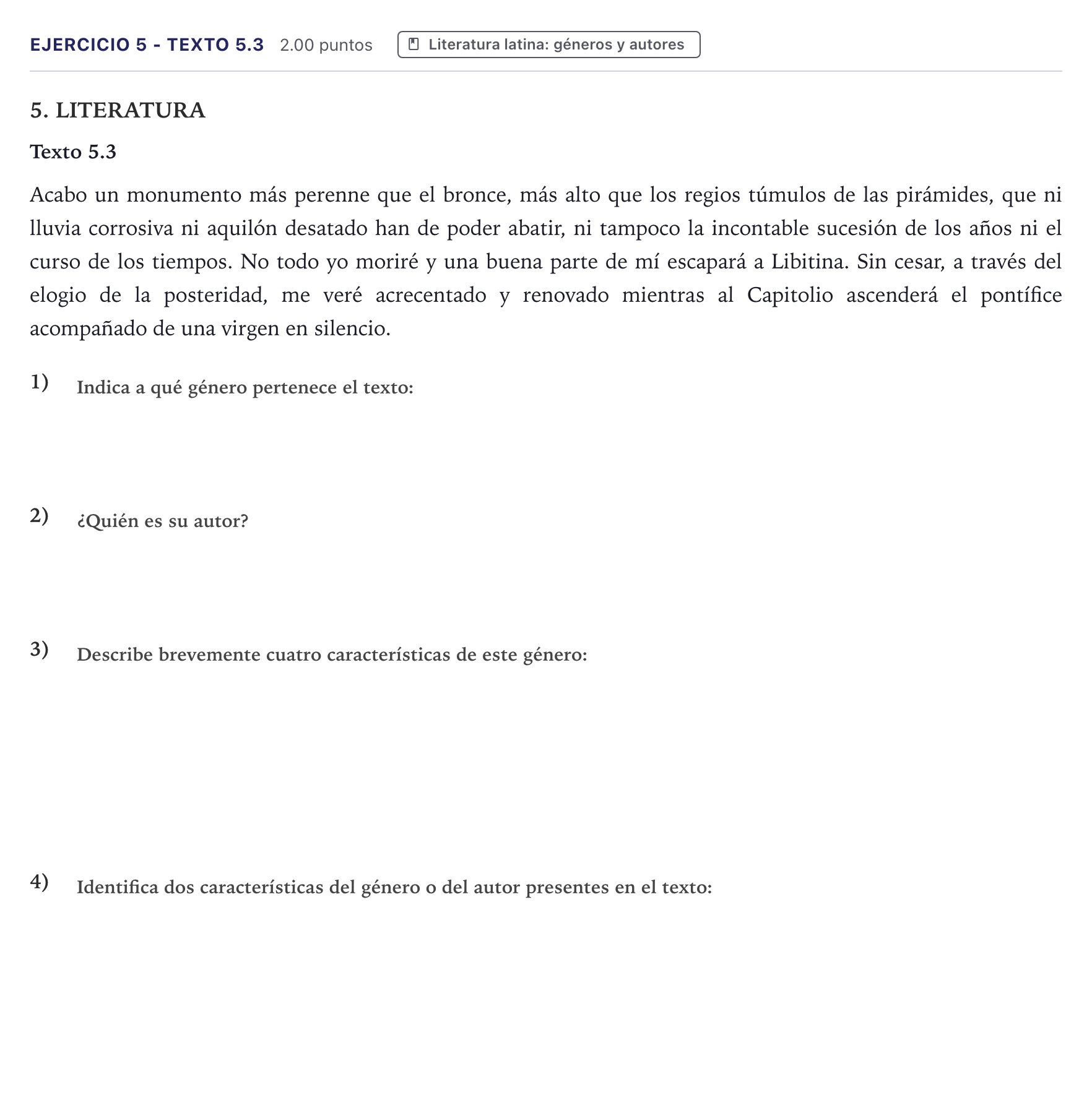 Enunciado: Ejercicio 5 - Texto 5.3 · Latín II PAU Canarias Julio 2023