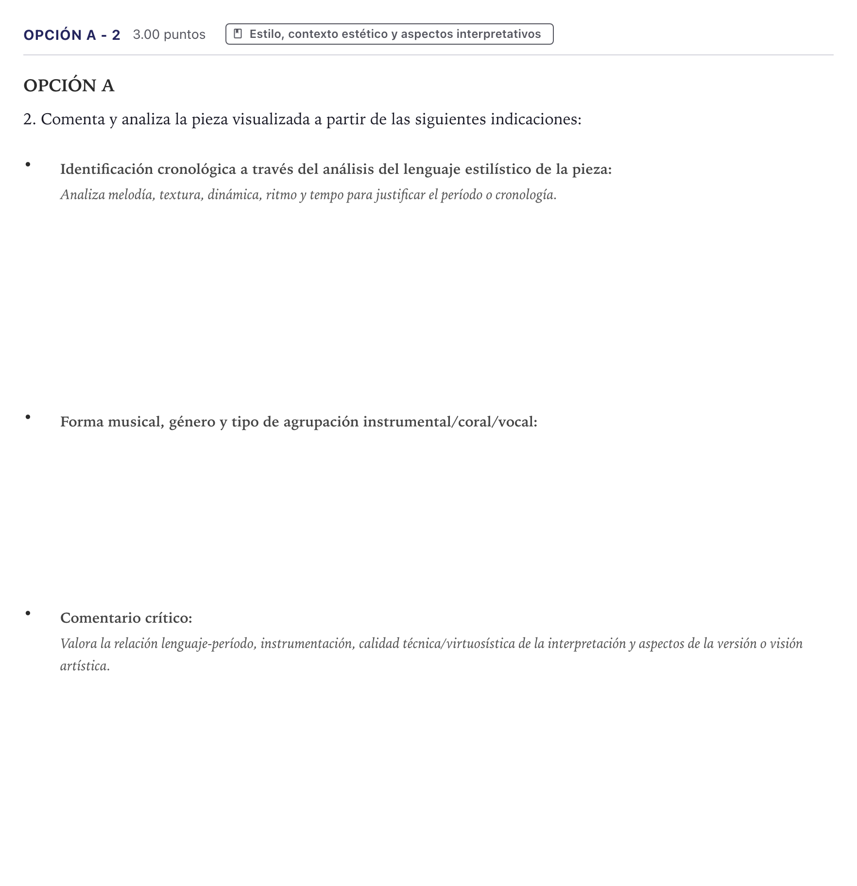 Enunciado: Opción A - 2 · Análisis Musical II PAU Canarias Junio 2024