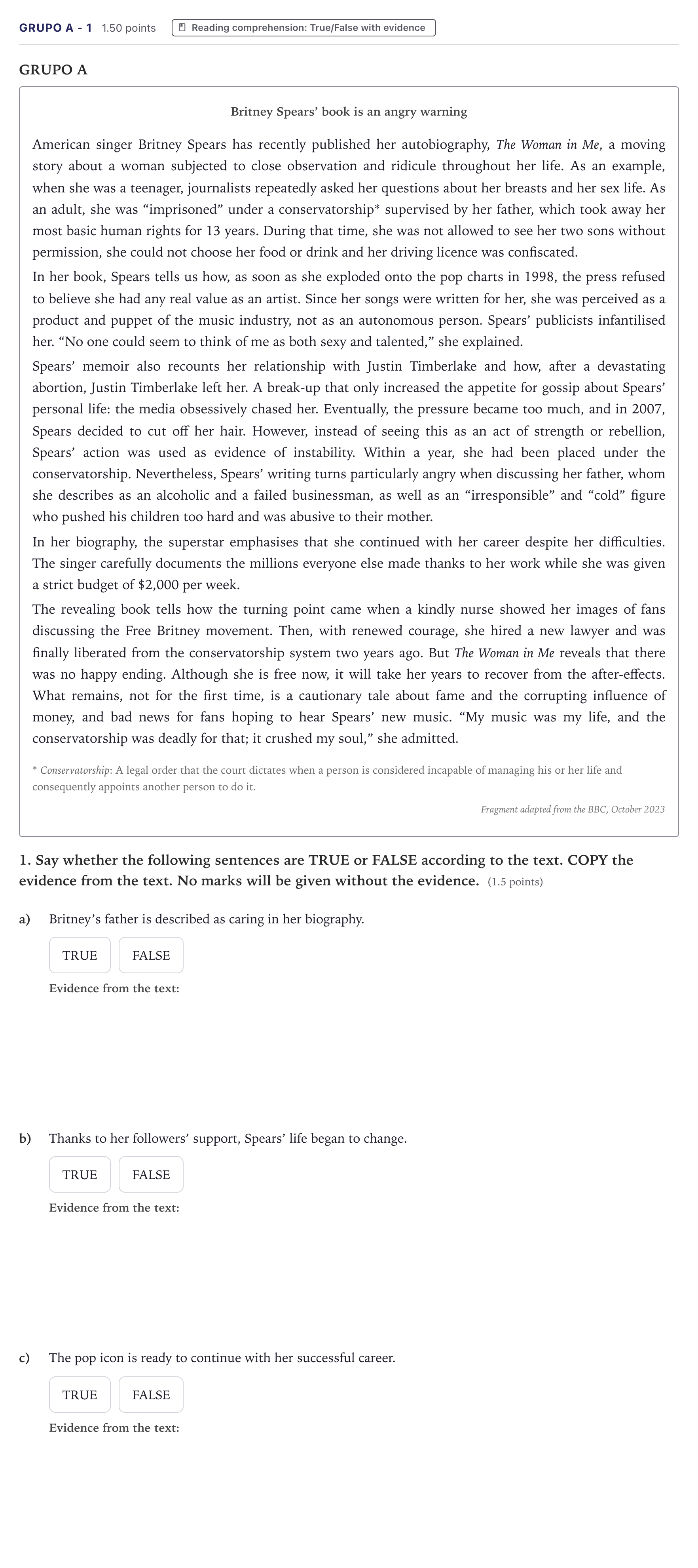 Enunciado: Ejercicio Grupo A - 1 · Inglés PAU Canarias Junio (Ciencias) 2024