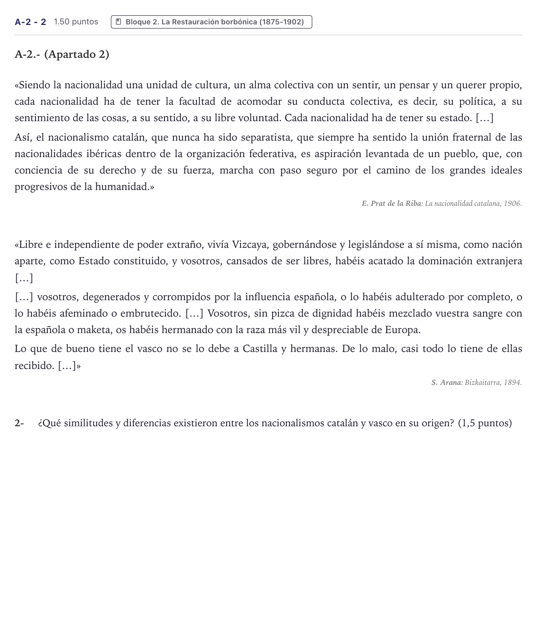 Enunciado: Ejercicio A-2 - 2 · Historia de España PAU Canarias Junio (Ciencias) 2024