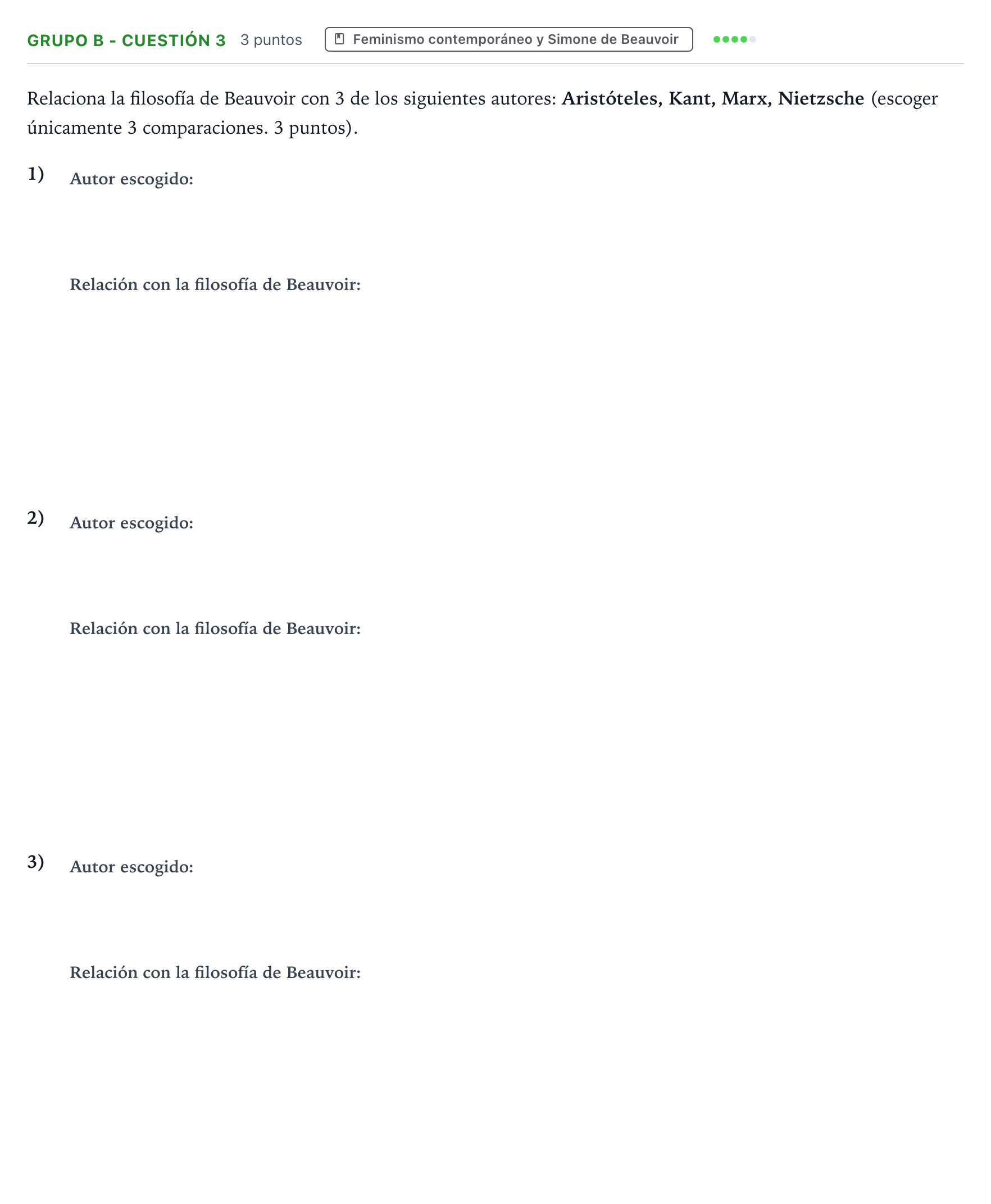 Enunciado: Ejercicio Grupo B - Cuestión 3 · Historia de la Filosofía PAU Canarias Junio (Humanidades) 2024