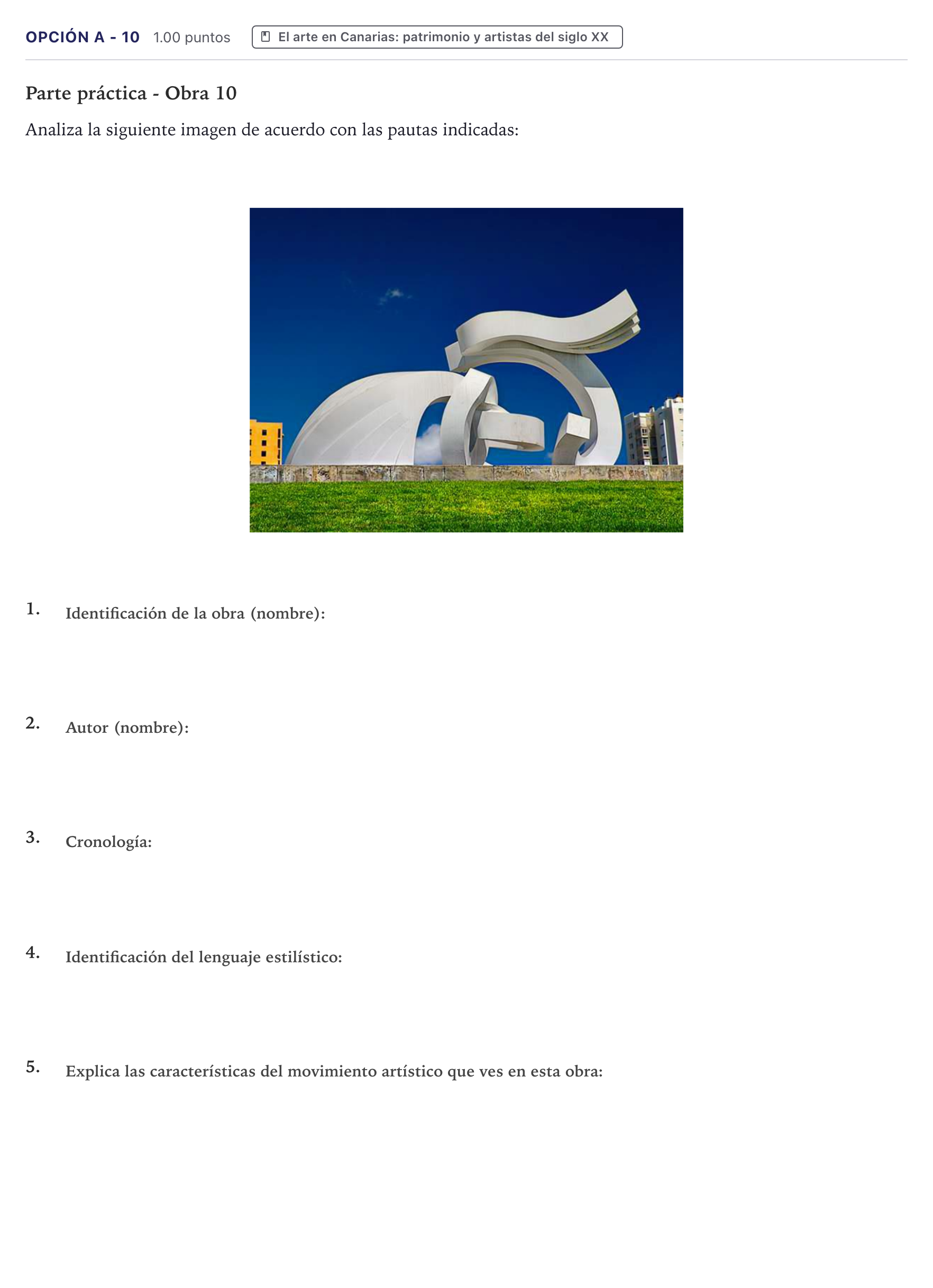 Enunciado: Opción A - 10 · Fundamentos Artísticos PAU Canarias Junio 2024
