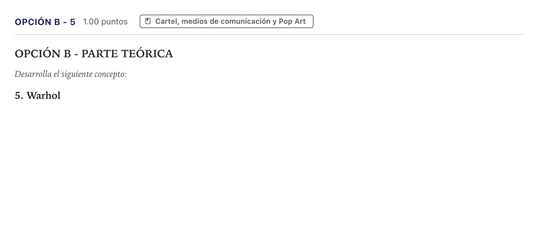 Enunciado: Opción B - 5 · Fundamentos Artísticos PAU Canarias Junio 2024