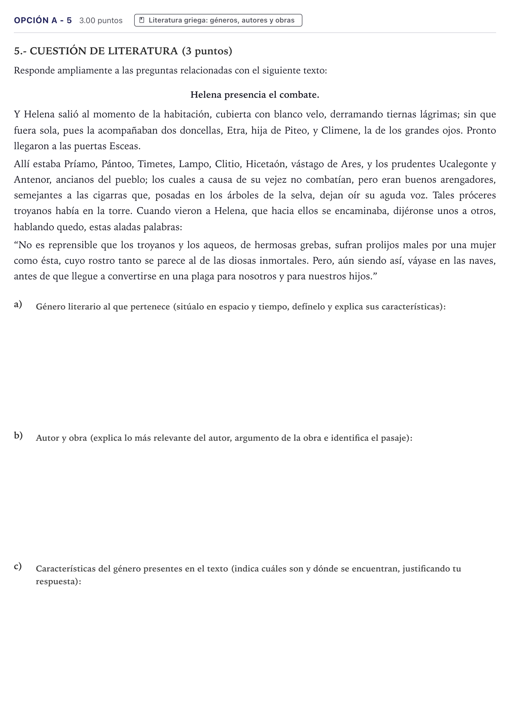 Enunciado: Opción A - 5 · Griego II PAU Canarias Junio 2024