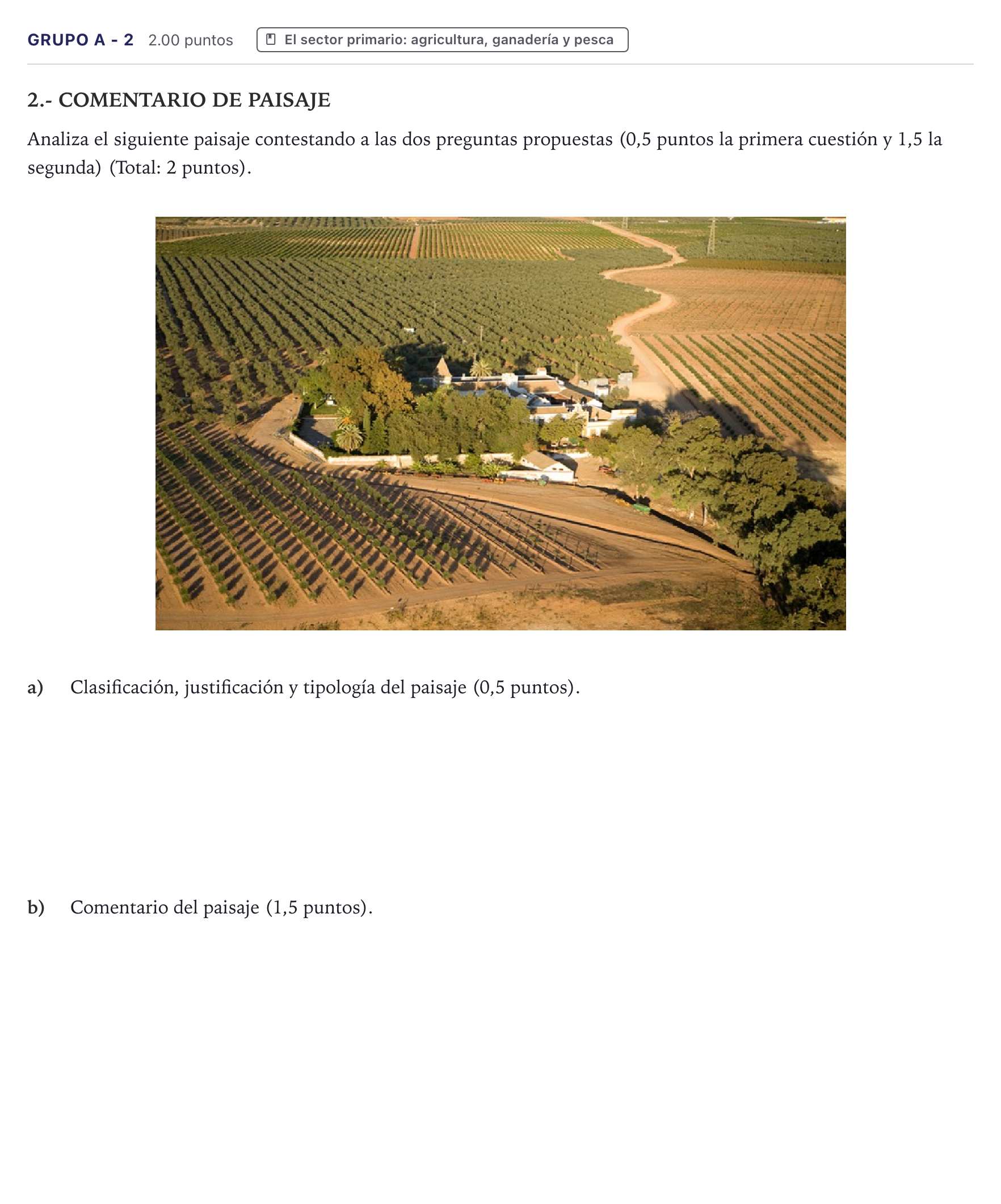 Enunciado: Ejercicio Grupo A - 2 · Geografía PAU Canarias Junio 2024