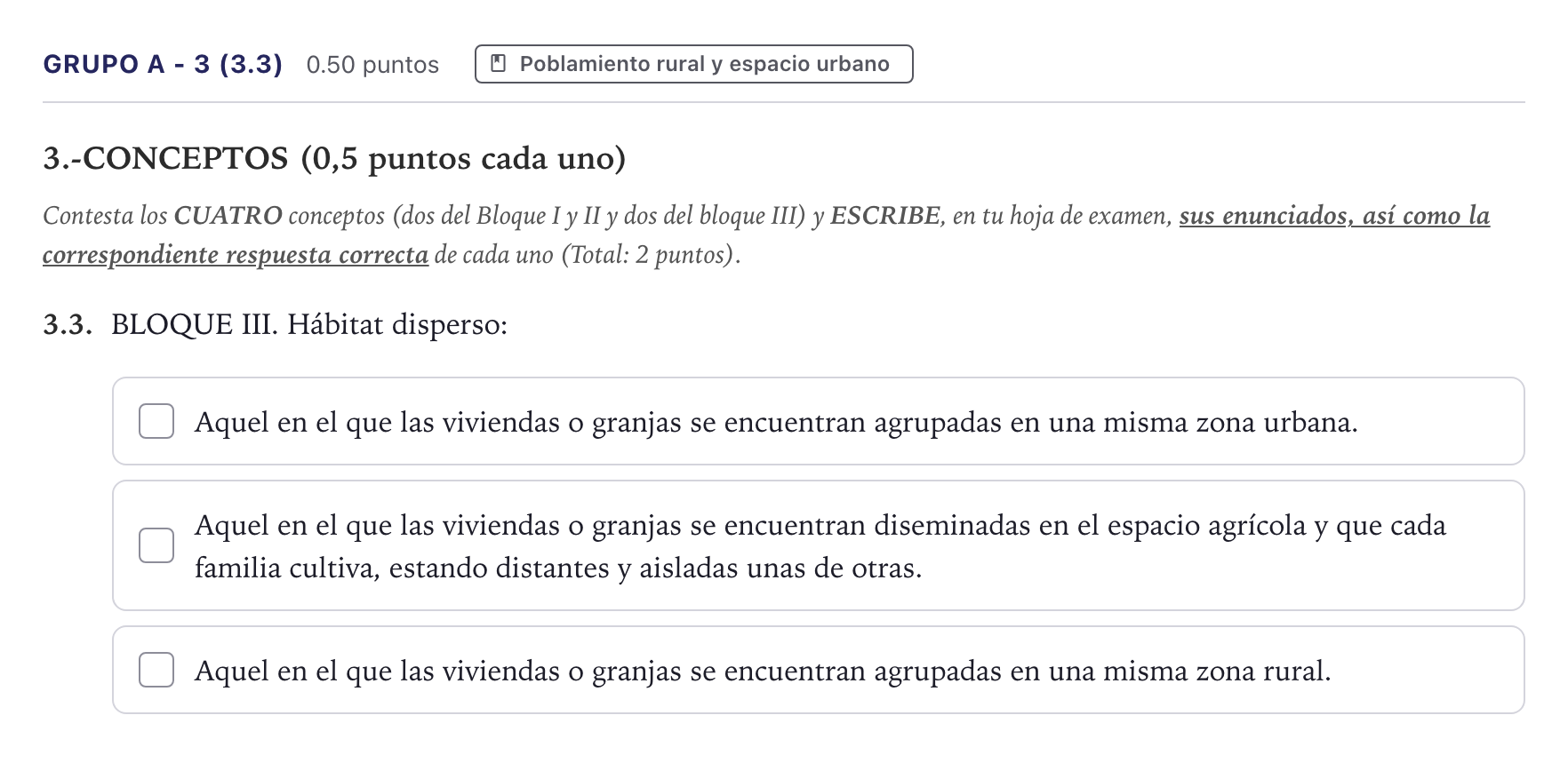 Enunciado: Ejercicio Grupo A - 3 (3.3) · Geografía PAU Canarias Junio 2024