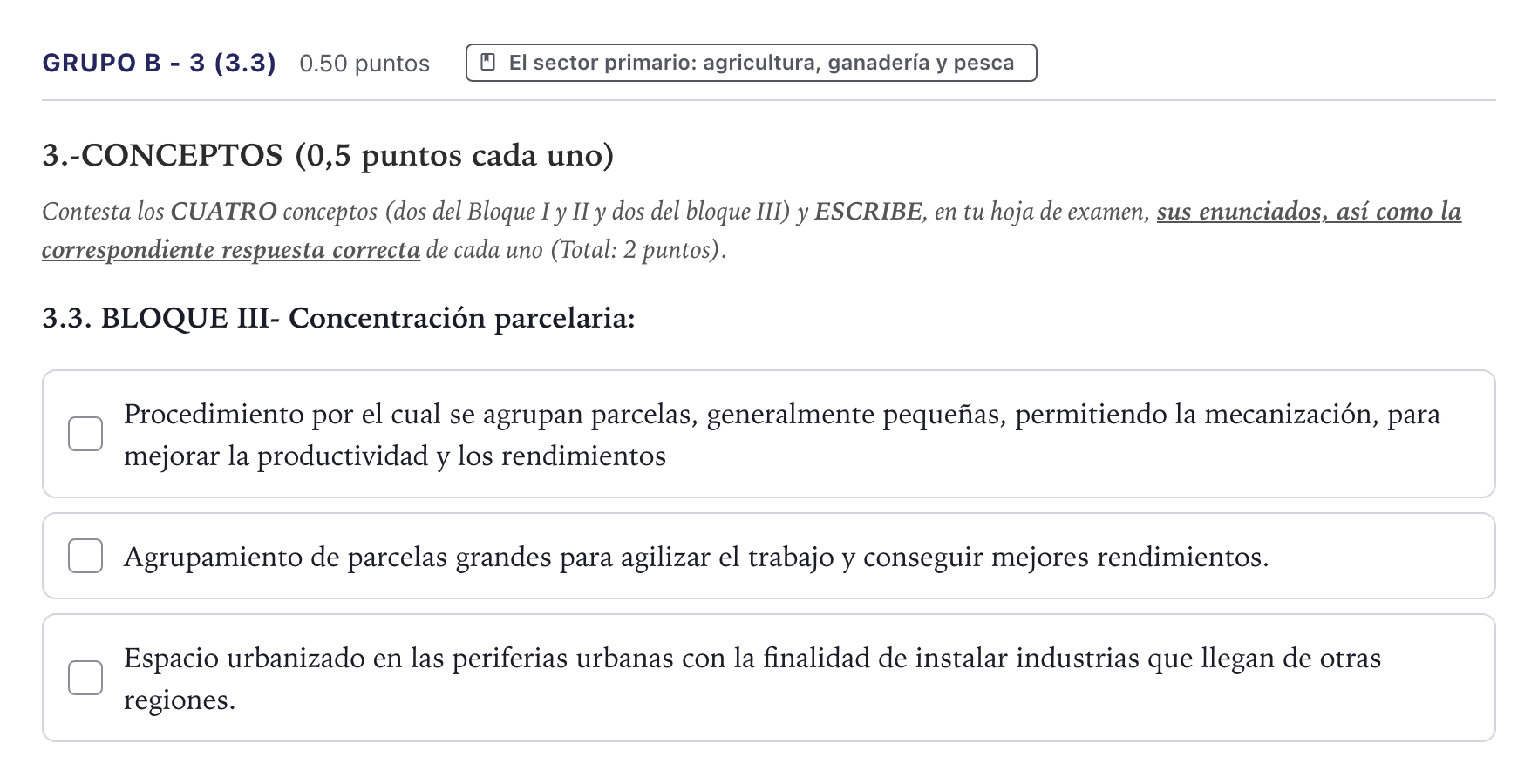 Enunciado: Ejercicio Grupo B - 3 (3.3) · Geografía PAU Canarias Junio 2024