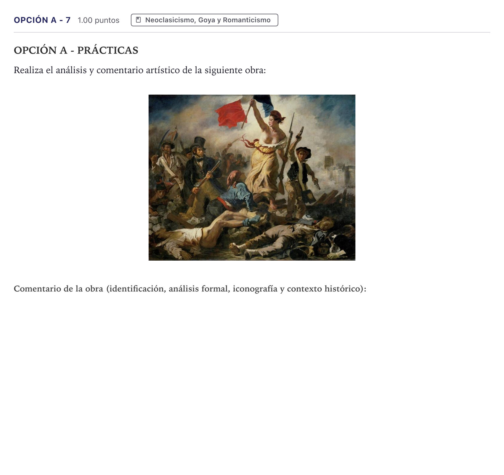 Enunciado: Opción A - 7 · Historia del Arte PAU Canarias Junio 2024