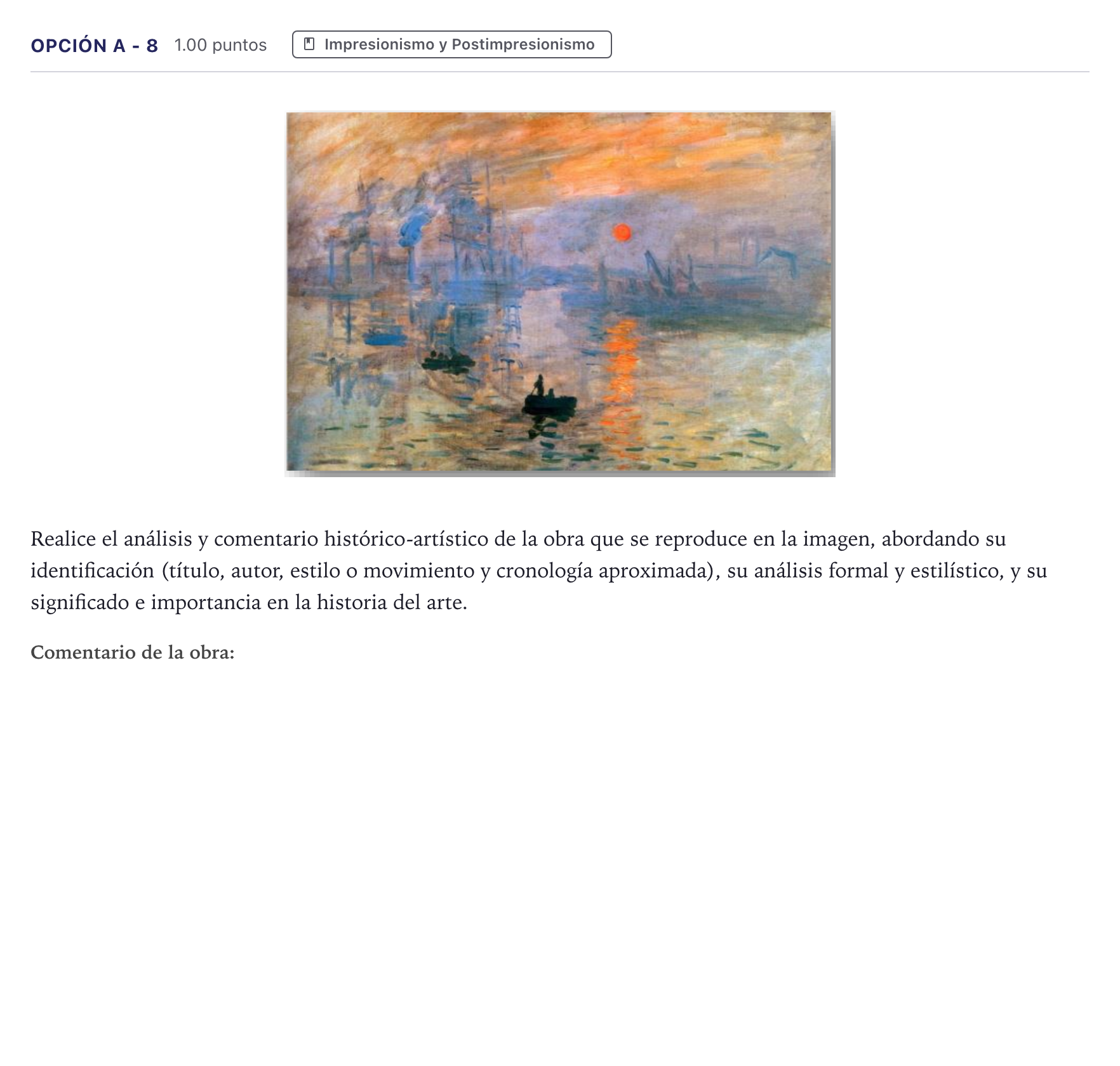 Enunciado: Opción A - 8 · Historia del Arte PAU Canarias Junio 2024