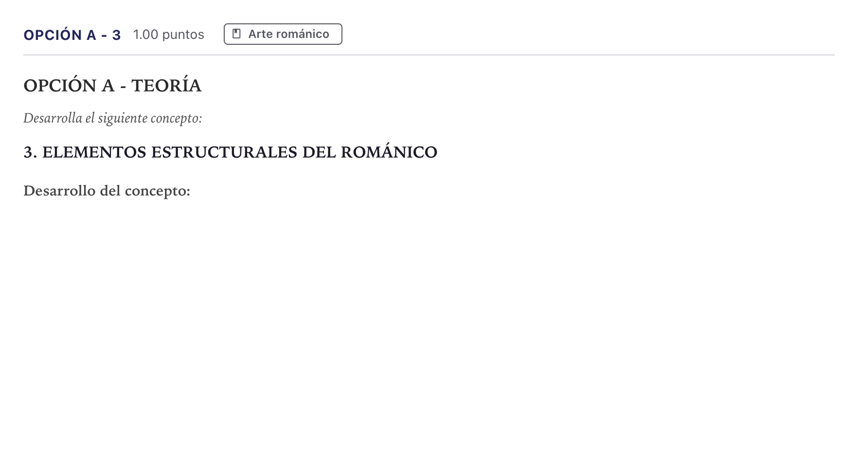 Enunciado: Opción A - 3 · Historia del Arte PAU Canarias Junio 2024