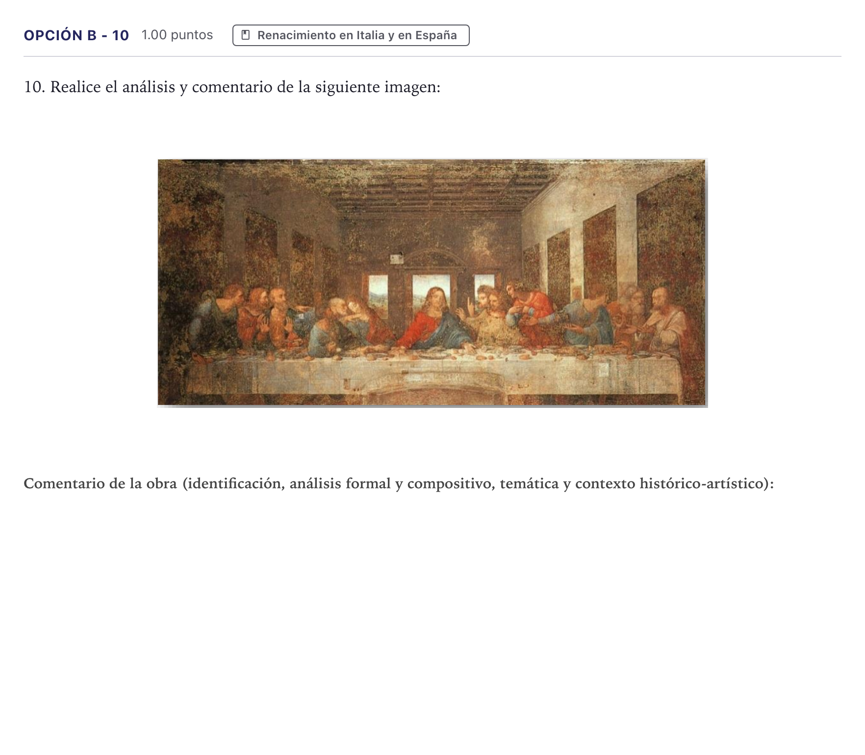 Enunciado: Opción B - 10 · Historia del Arte PAU Canarias Junio 2024