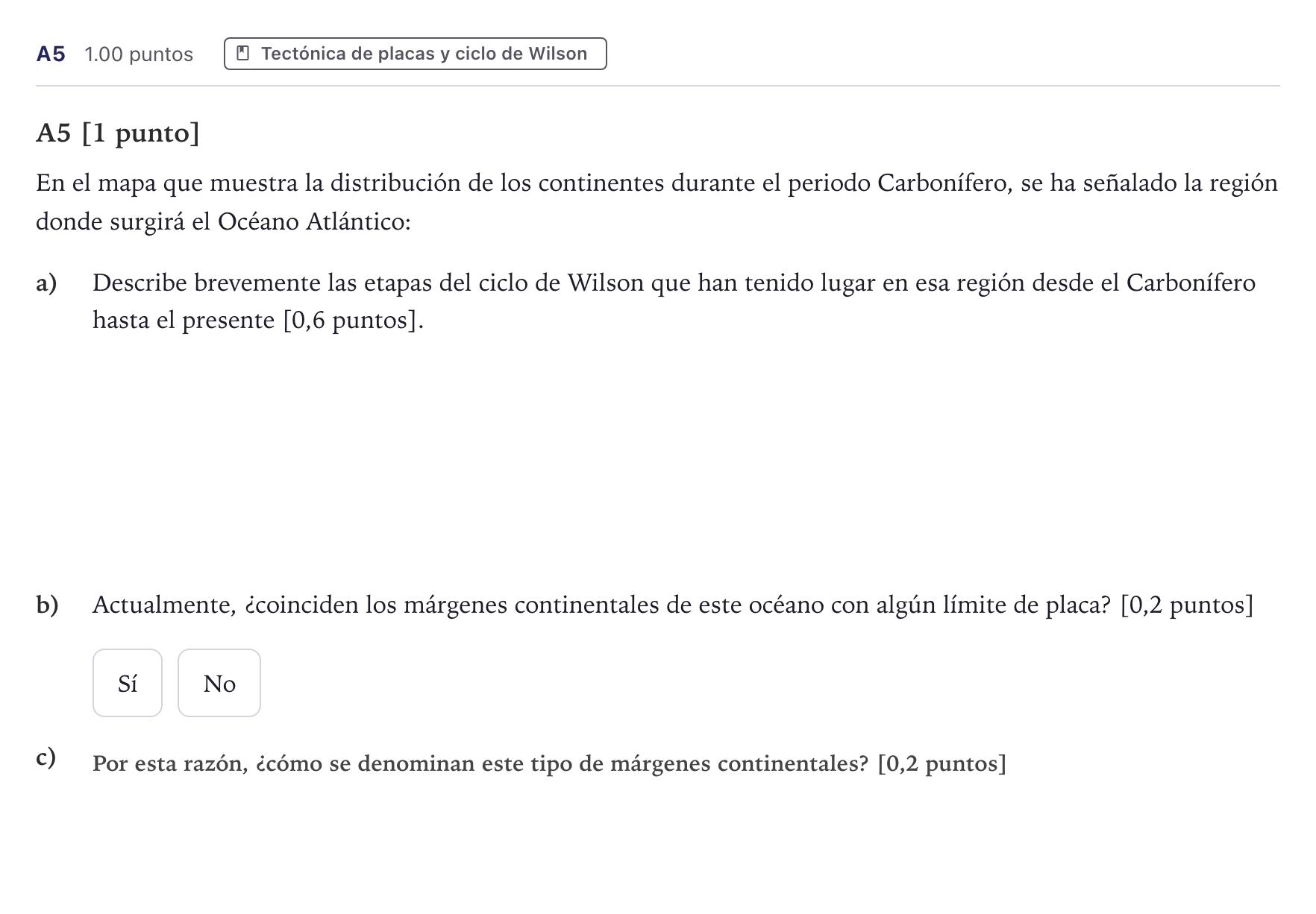 Enunciado: Ejercicio A5 · Geología PAU Canarias Junio (Ciencias) 2024