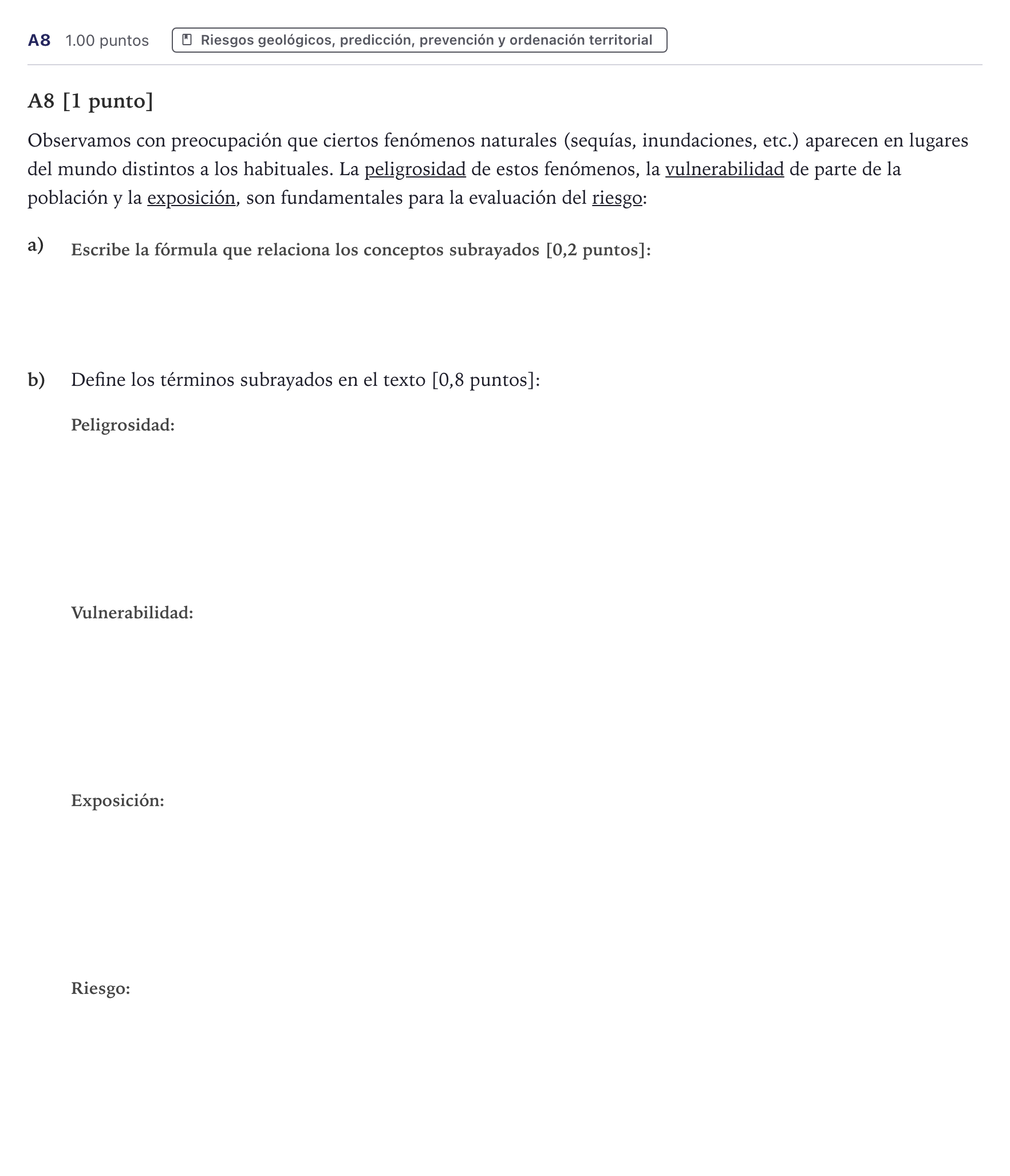 Enunciado: Ejercicio A8 · Geología PAU Canarias Junio (Ciencias) 2024