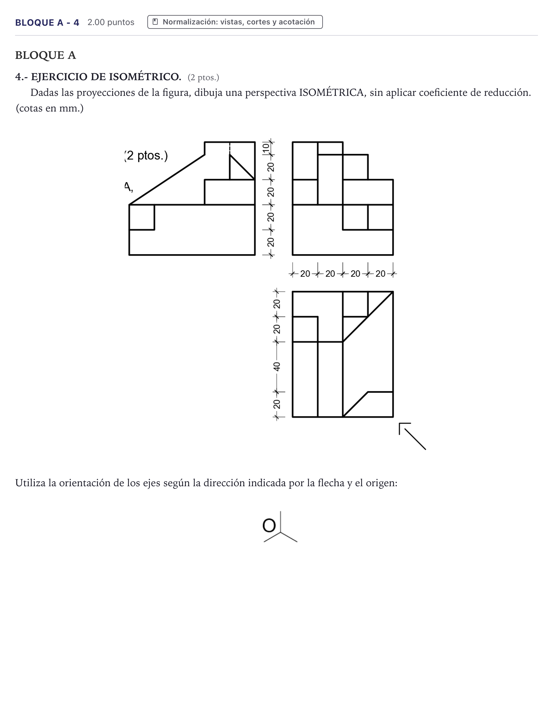 Enunciado: Bloque A - 4 · Dibujo técnico II PAU Canarias Junio 2024