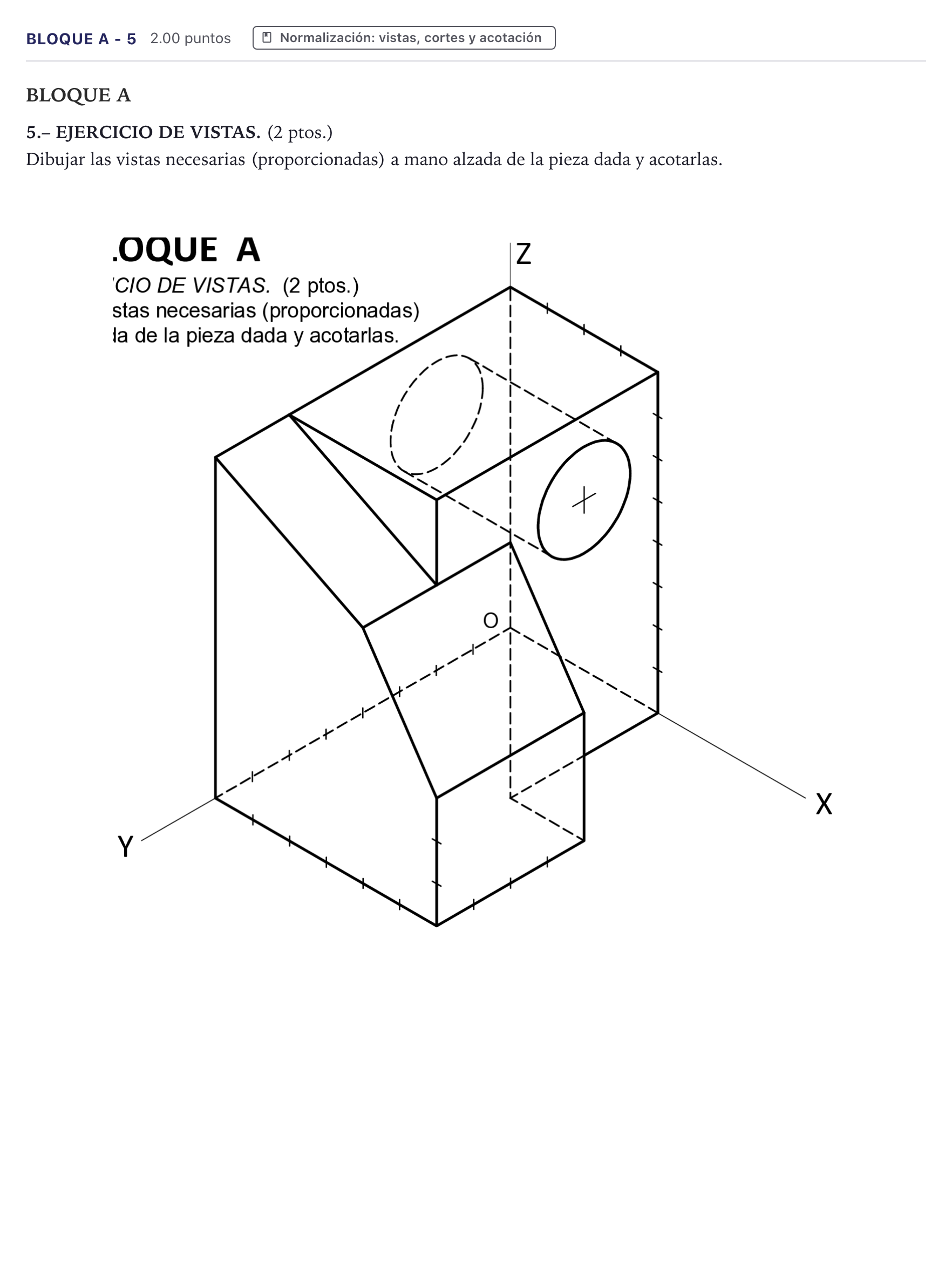 Enunciado: Bloque A - 5 · Dibujo técnico II PAU Canarias Junio 2024