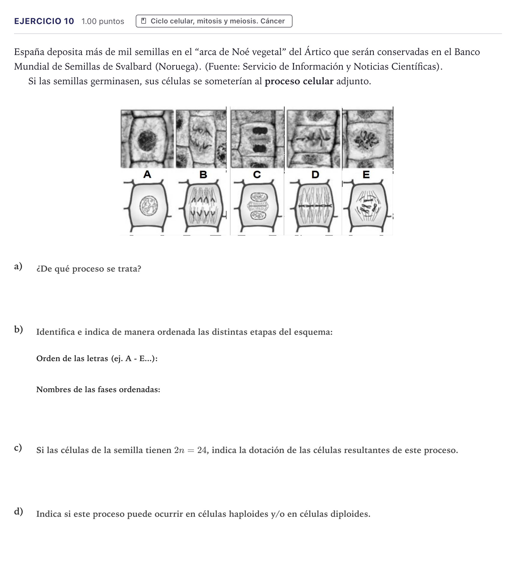 Enunciado: Problema 10 · Biología PAU Canarias Junio 2024