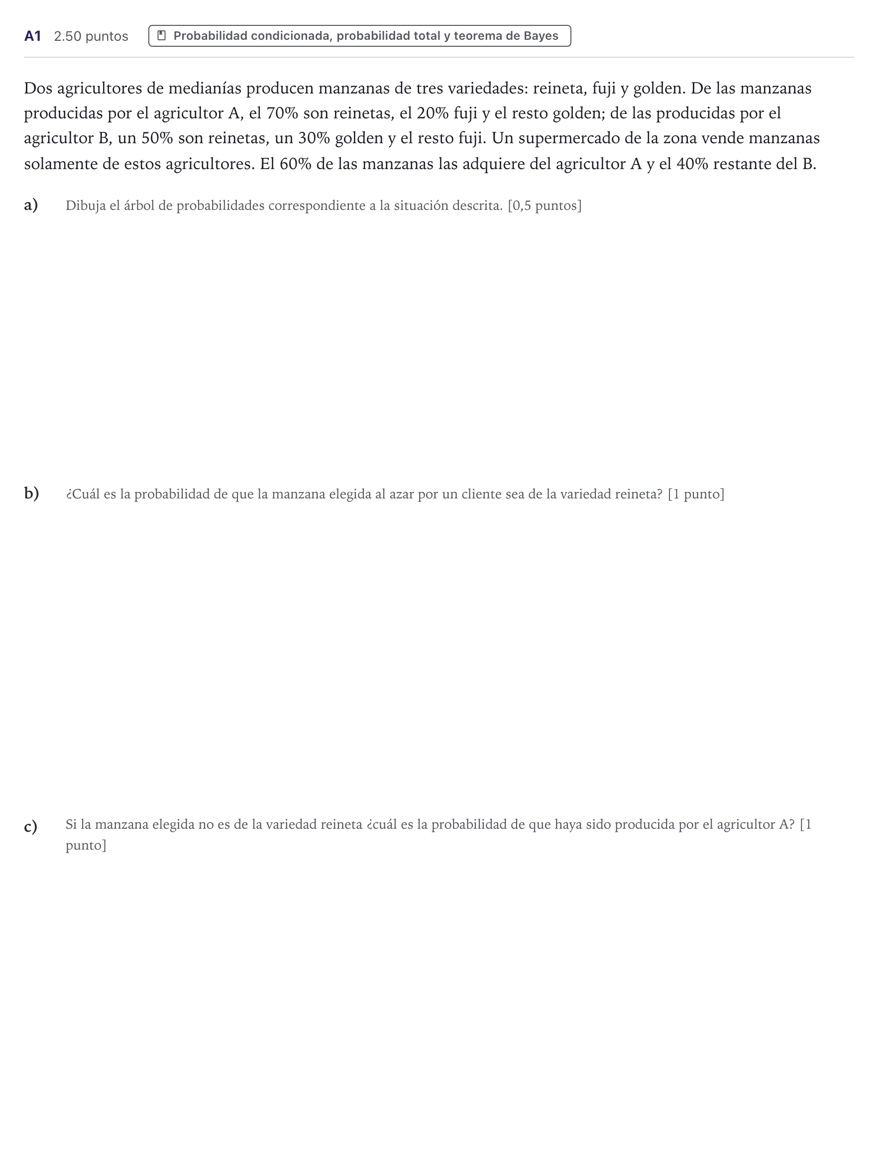 Enunciado: Ejercicio A1 · Matemáticas aplicadas a las Ciencias Sociales II PAU Canarias Junio (Ciencias) 2024