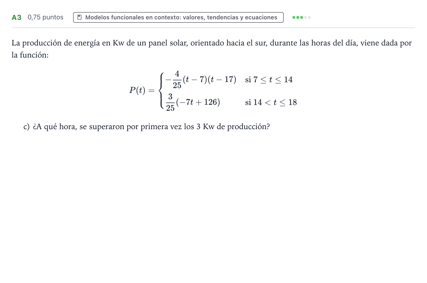 Enunciado: Ejercicio A3 - Modelos funcionales en contexto · Matemáticas aplicadas a las Ciencias Sociales II PAU Canarias Junio (Ciencias) 2024