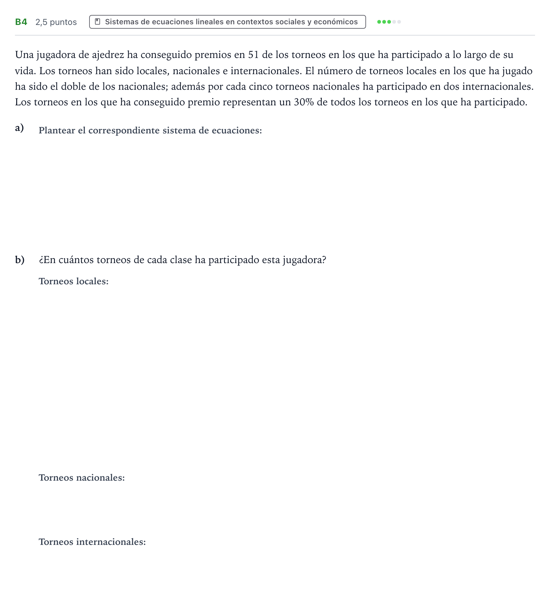 Enunciado: Ejercicio B4 · Matemáticas aplicadas a las Ciencias Sociales II PAU Canarias Junio (Ciencias) 2024