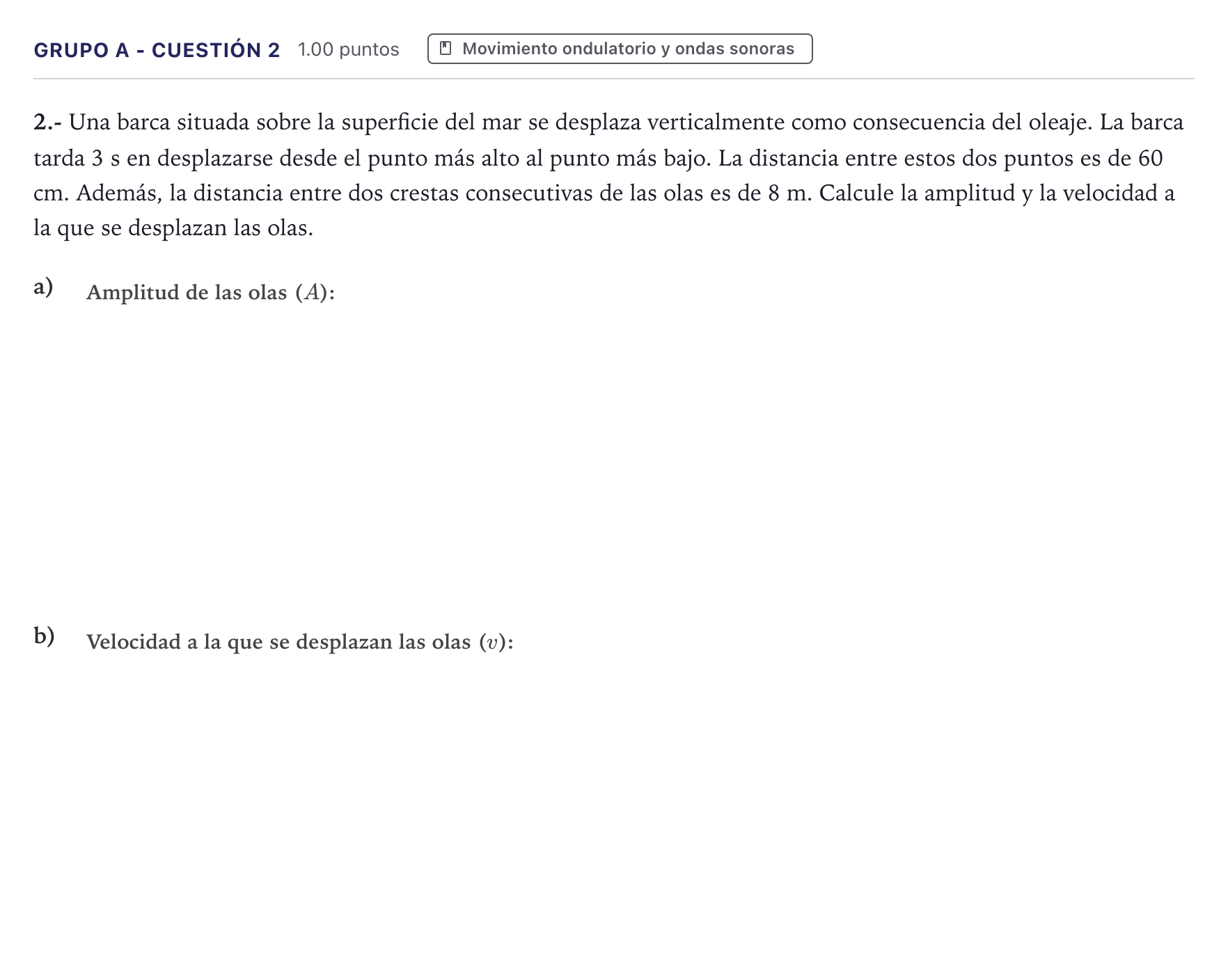 Enunciado: Ejercicio Grupo A - Cuestión 2 · Física PAU Canarias Junio 2024