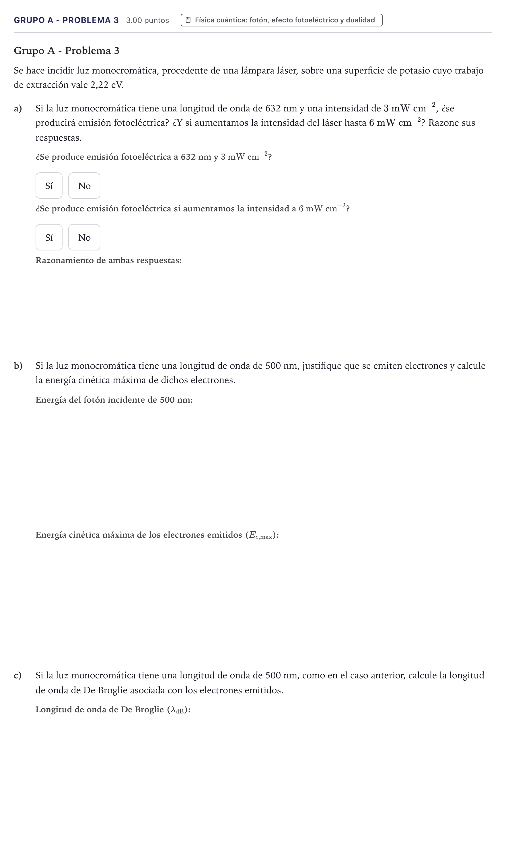Enunciado: Ejercicio Grupo A - Problema 3 · Física PAU Canarias Junio 2024