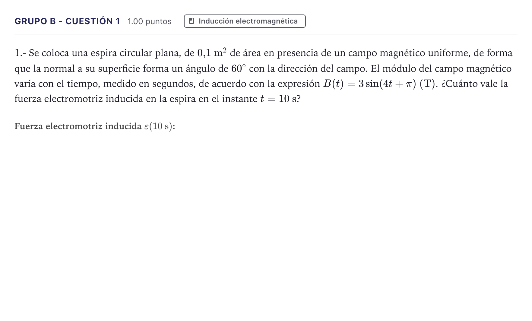 Enunciado: Ejercicio Grupo B - Cuestión 1 · Física PAU Canarias Junio 2024
