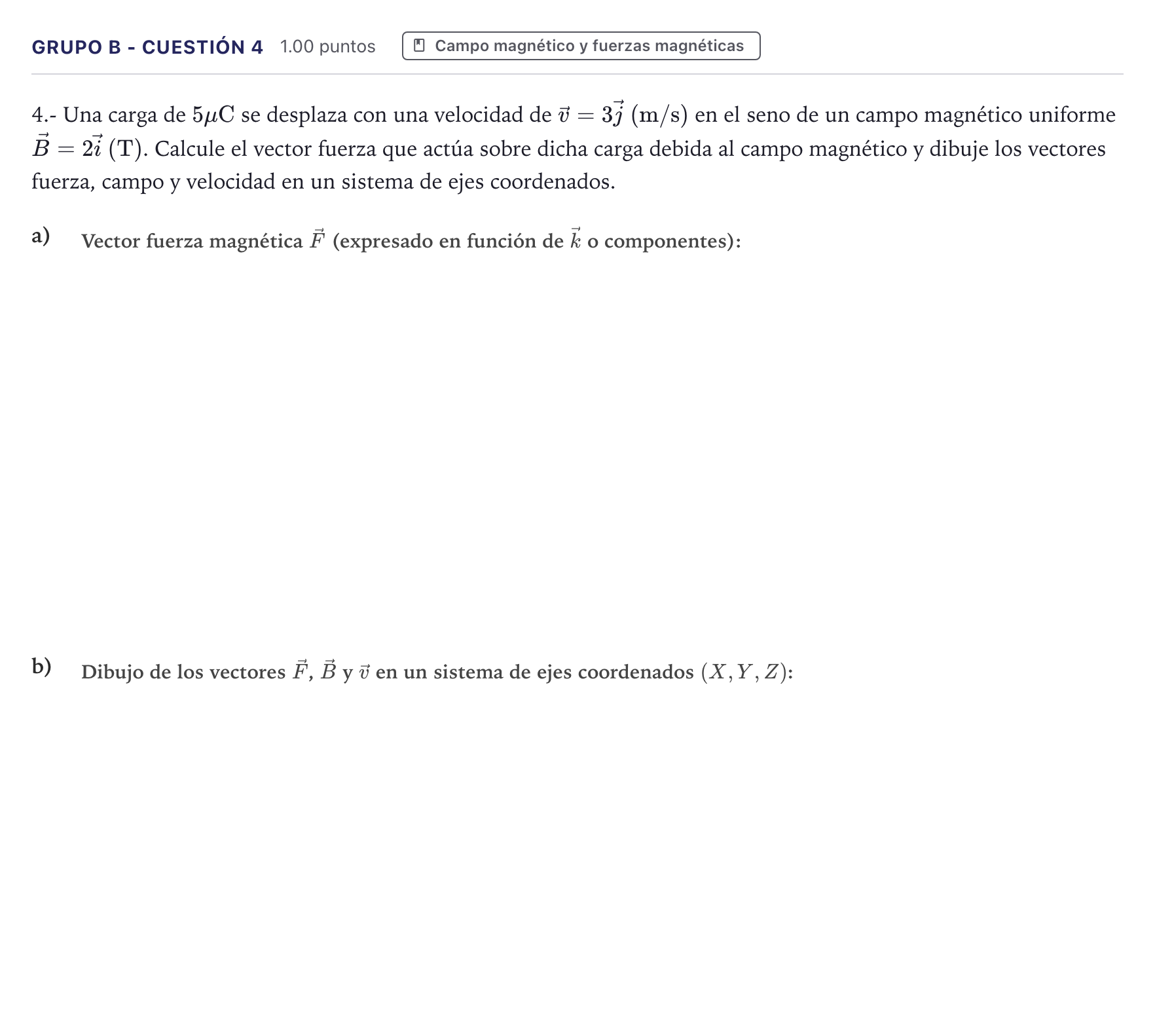 Enunciado: Ejercicio Grupo B - Cuestión 4 · Física PAU Canarias Junio 2024