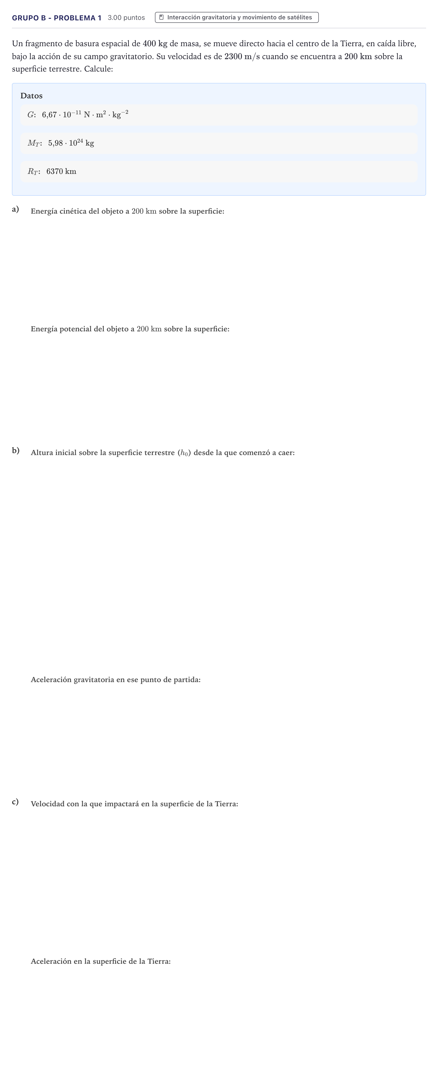 Enunciado: Ejercicio Grupo B - Problema 1 · Física PAU Canarias Junio 2024